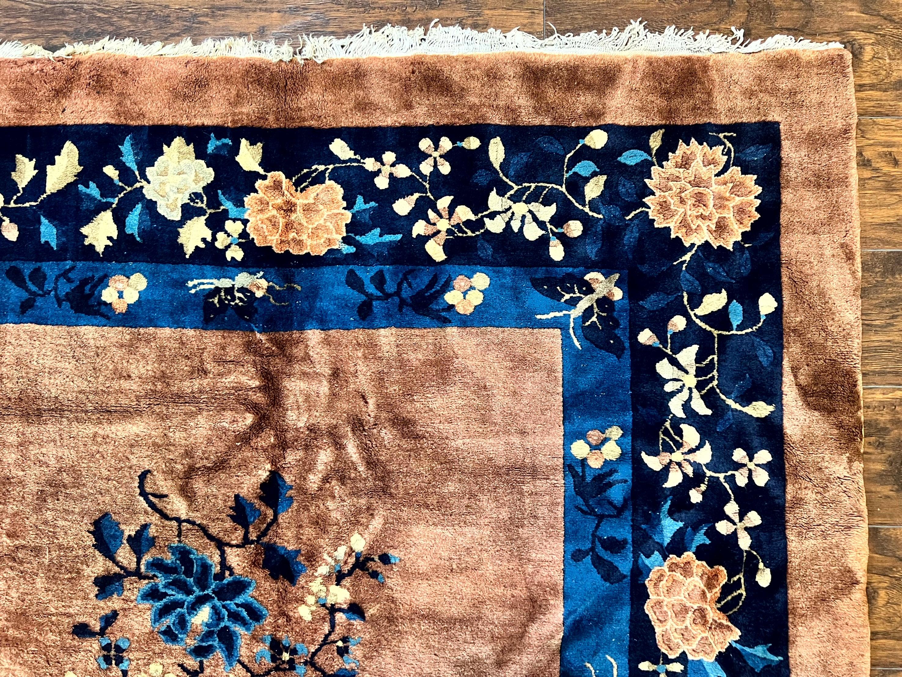 Antique Chinese Wool Rug 9x12, Large Peking Carpet, Handmade, Nichols Rug - Image 7