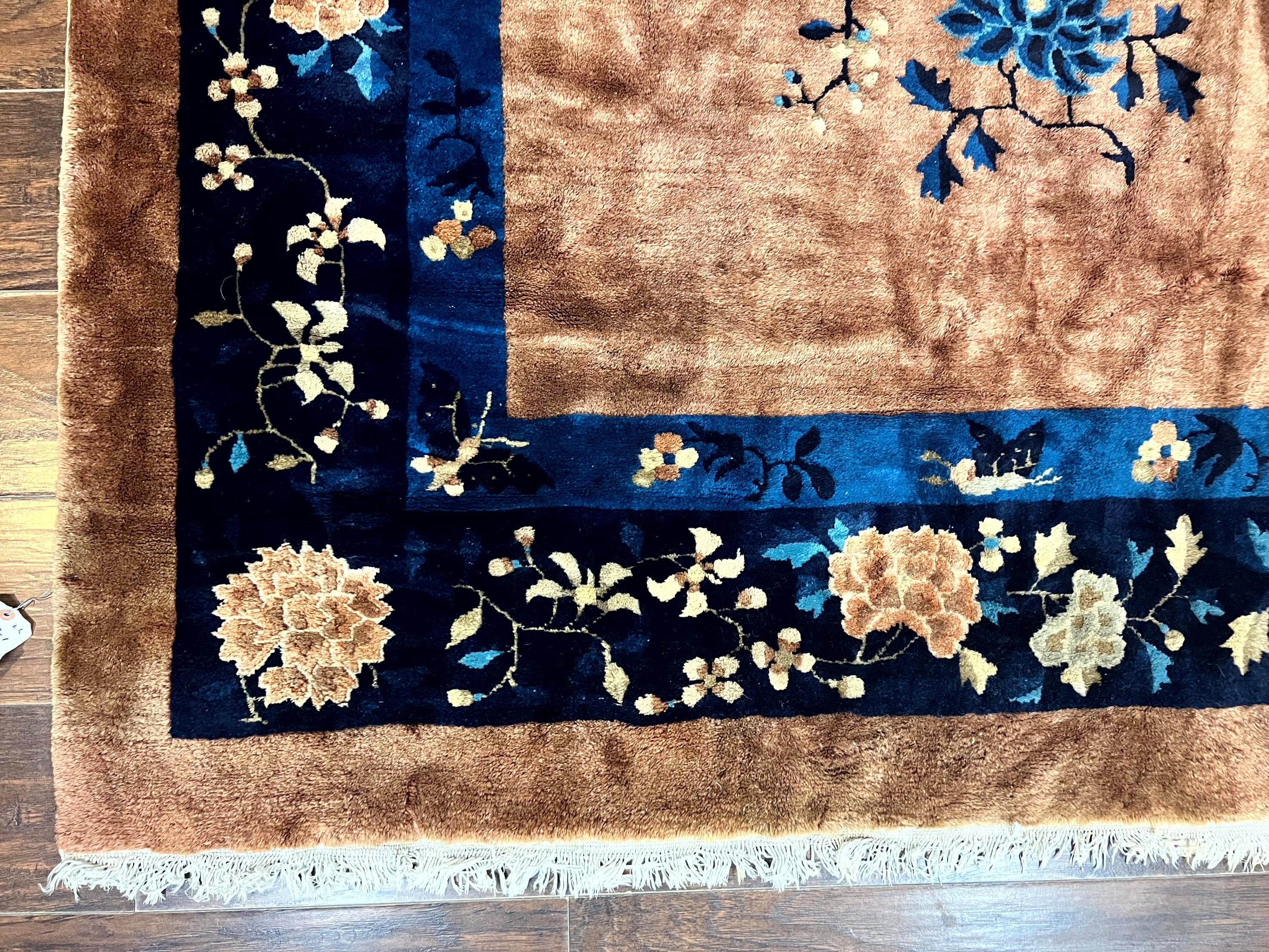 Antique Chinese Wool Rug 9x12, Large Peking Carpet, Handmade, Nichols Rug - Image 8