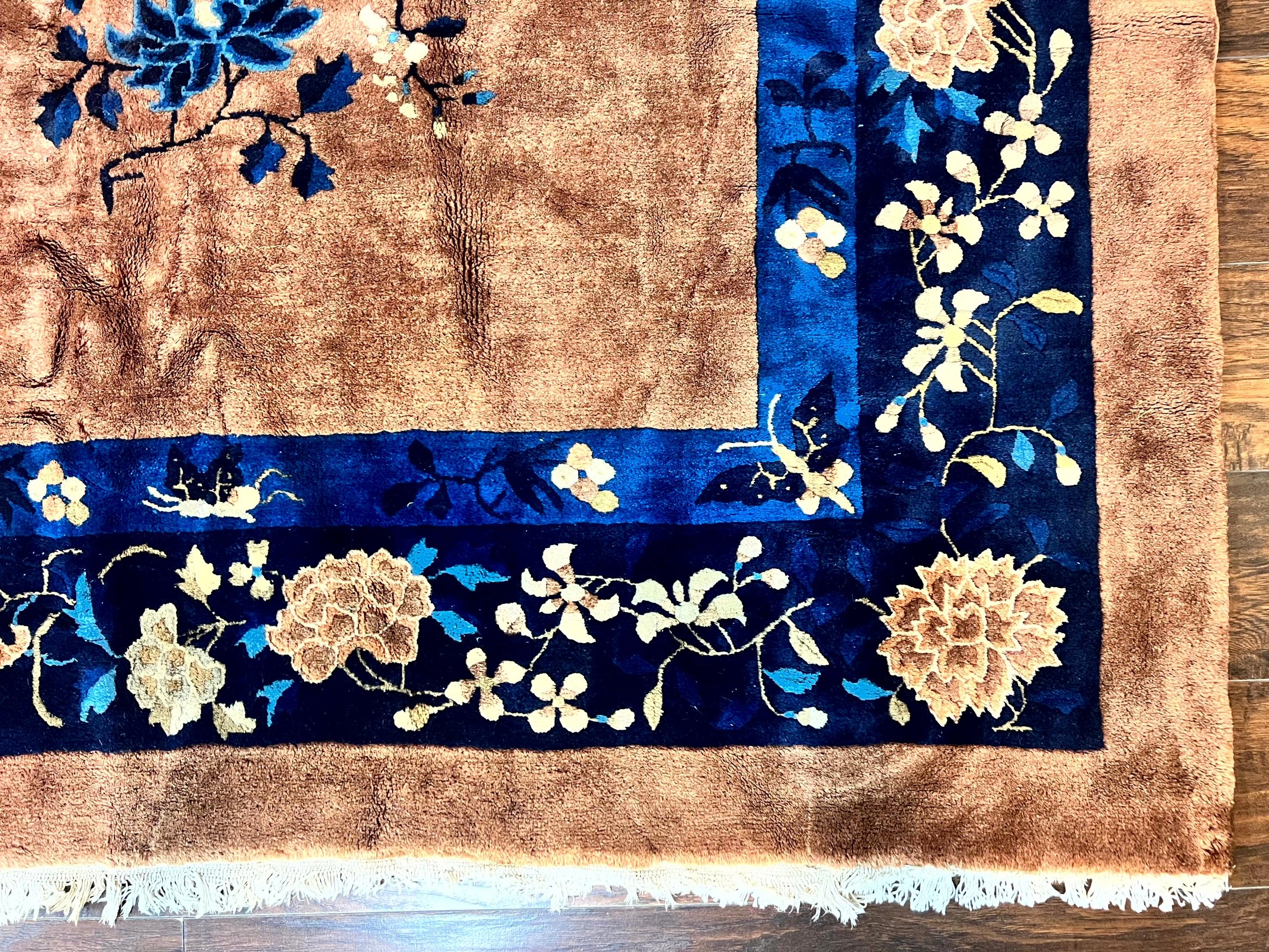Antique Chinese Wool Rug 9x12, Large Peking Carpet, Handmade, Nichols Rug - Image 9