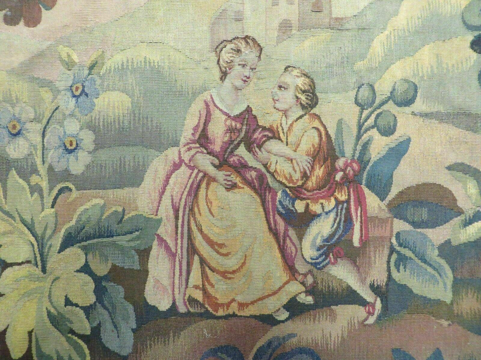 Antique French Tapestry 5x6 French Handmade Aubusson Nature One Of A Kind Rare - Image 11