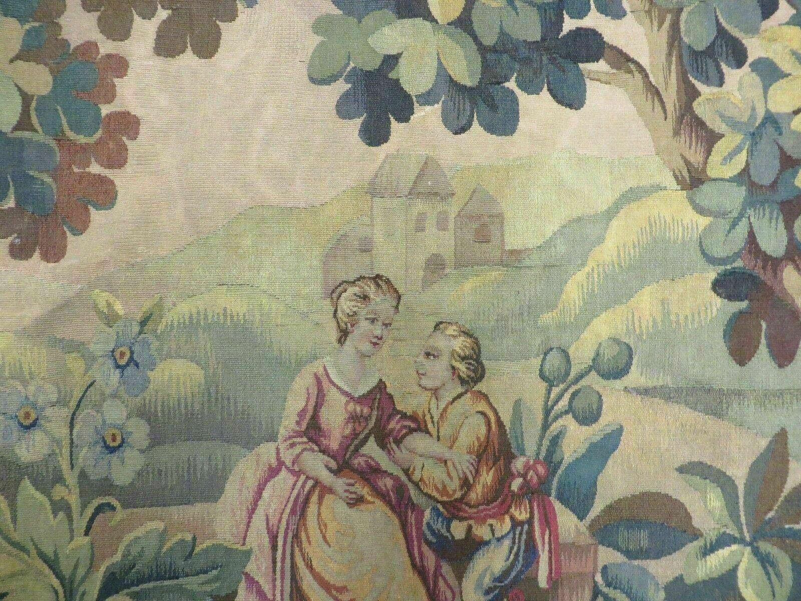 Antique French Tapestry 5x6 French Handmade Aubusson Nature One Of A Kind Rare - Image 4