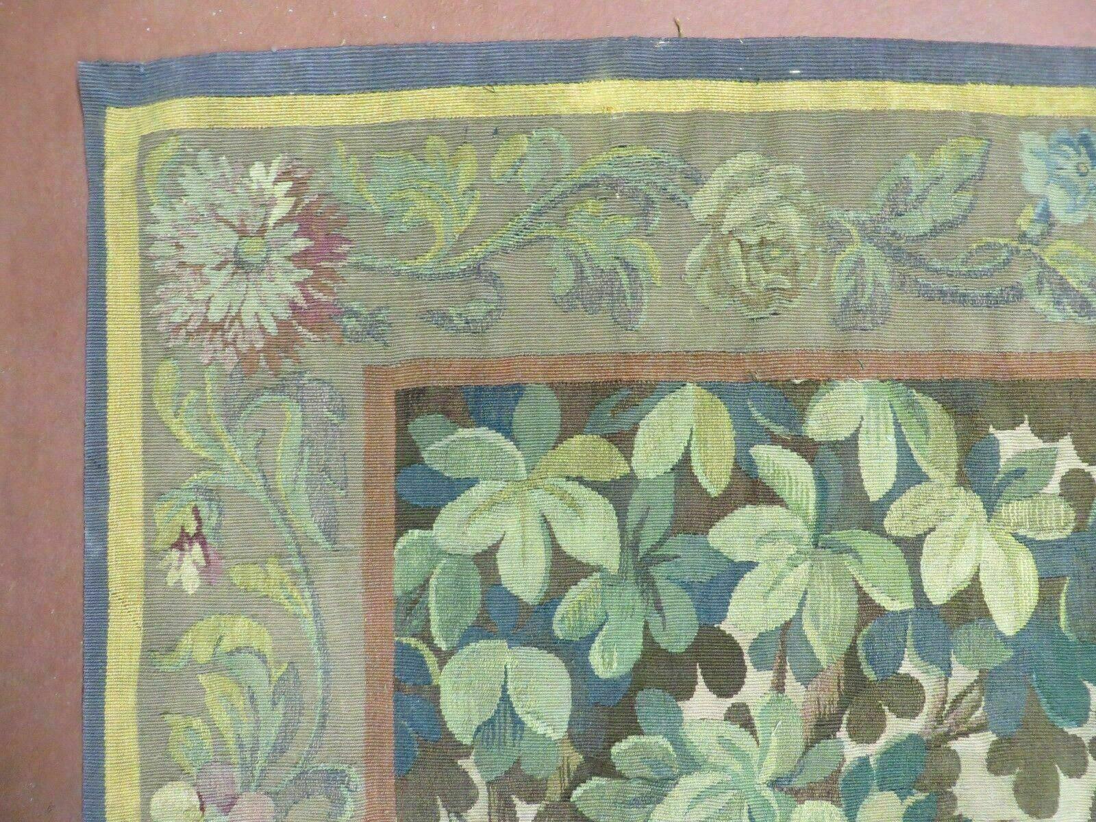 Antique French Tapestry 5x6 French Handmade Aubusson Nature One Of A Kind Rare - Image 6