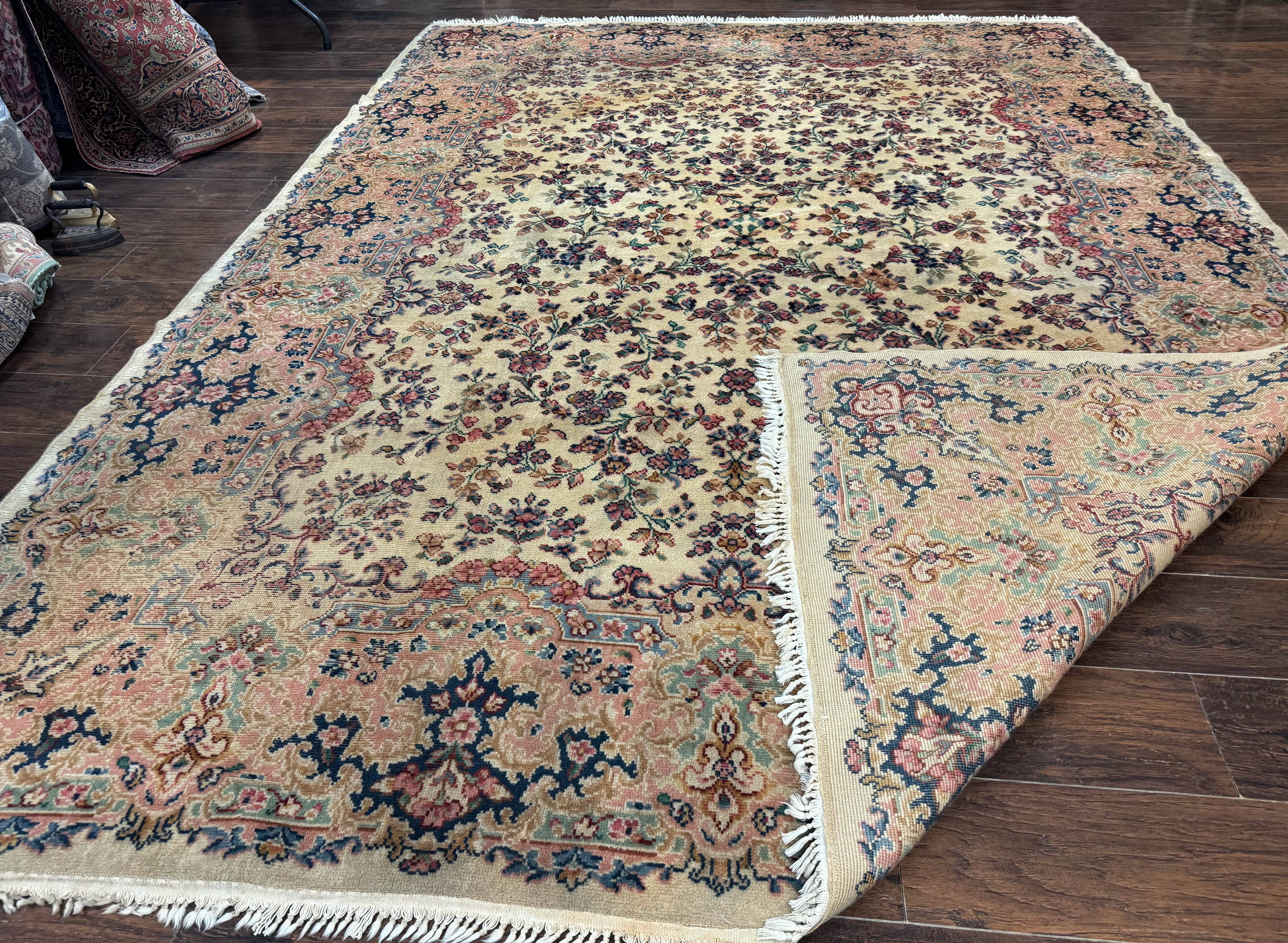 Antique Karastan Rug 8.8 x 12 Lanamar Floral Ivory Kirman Wool Discontinued - Image 11