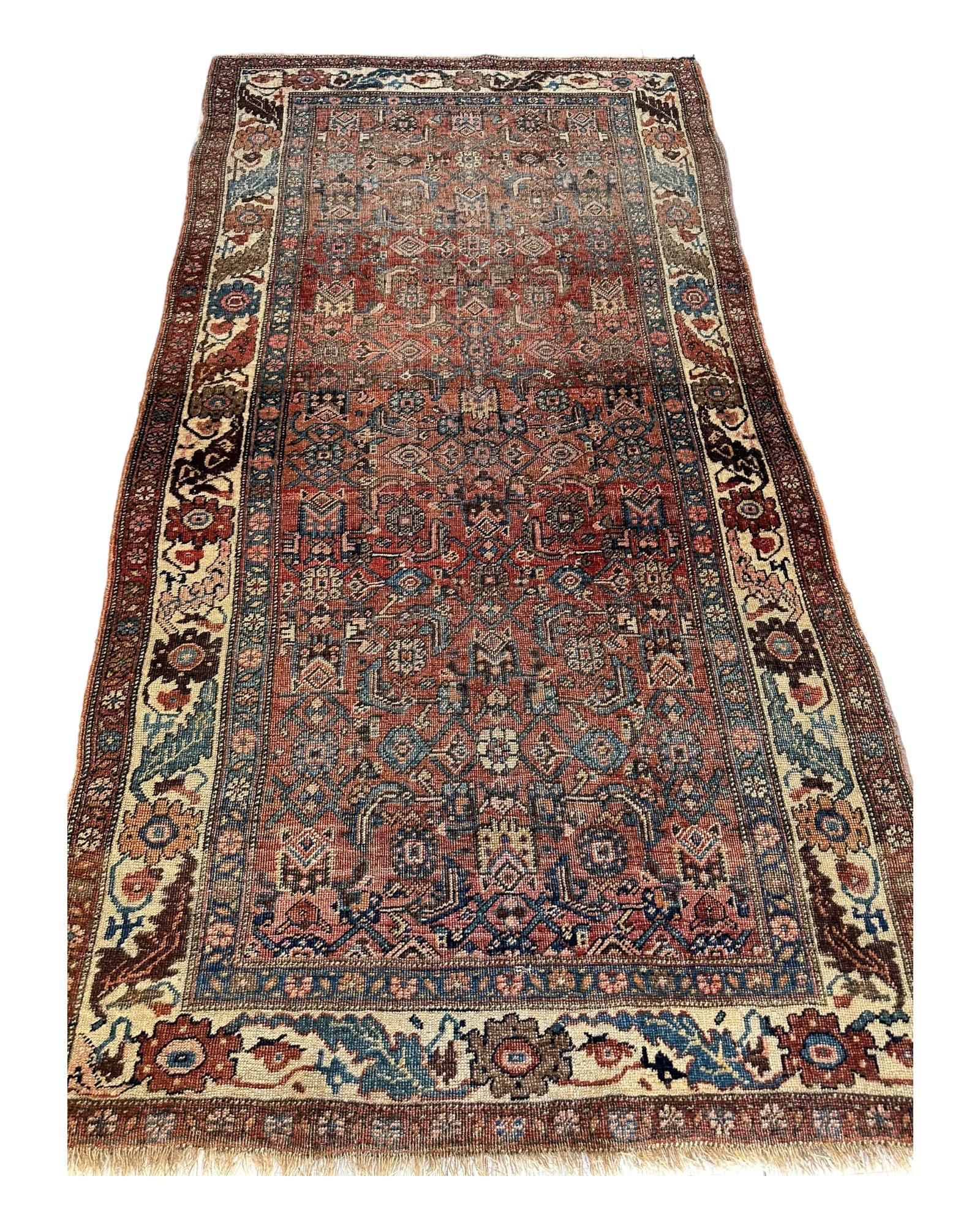 Antique Late 19th Century Persian Kurdish Gholtogh Rug 4 x 7 - Image 3