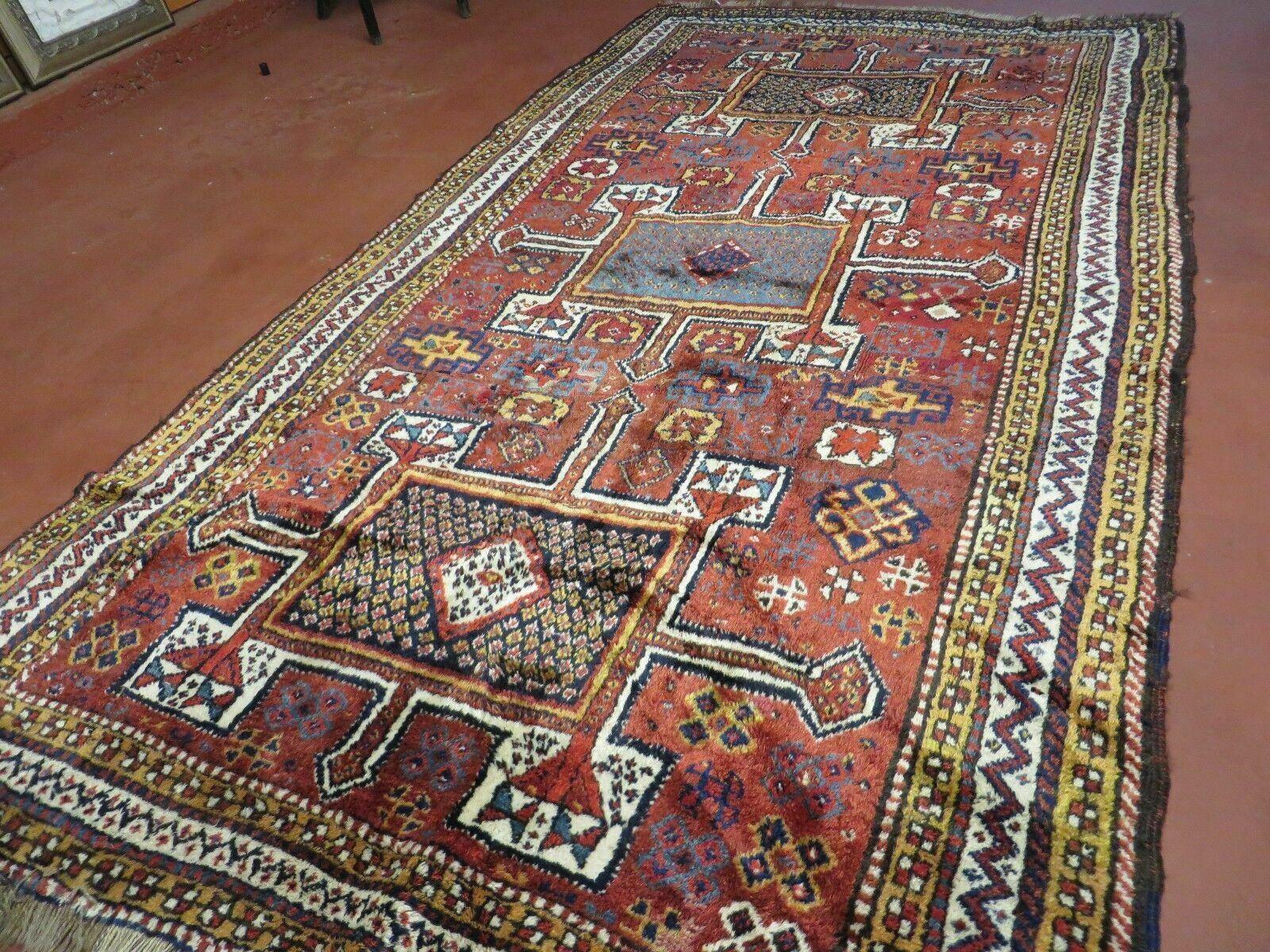 Antique Moroccan Runner Rug 4x9, Wide Runner, Hand Knotted Tribal Oriental Carpet, Hallway Rug, Geometric Medallions, Red, Bohemian Rug Nice - Image 3