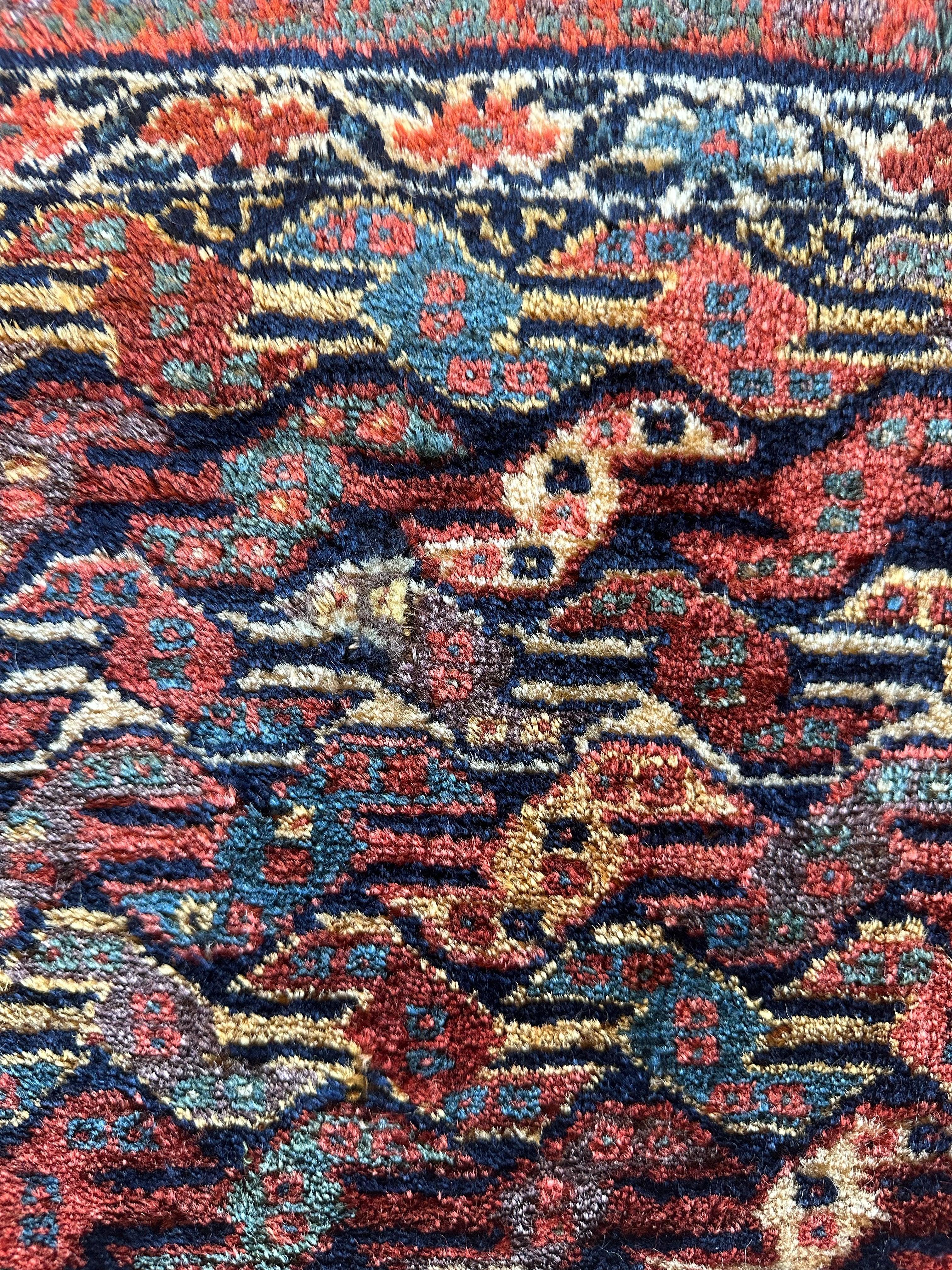 Antique Natural Dyes Small Kurdish Square Decorative Hanging Rug - 22" X 24" - Image 3