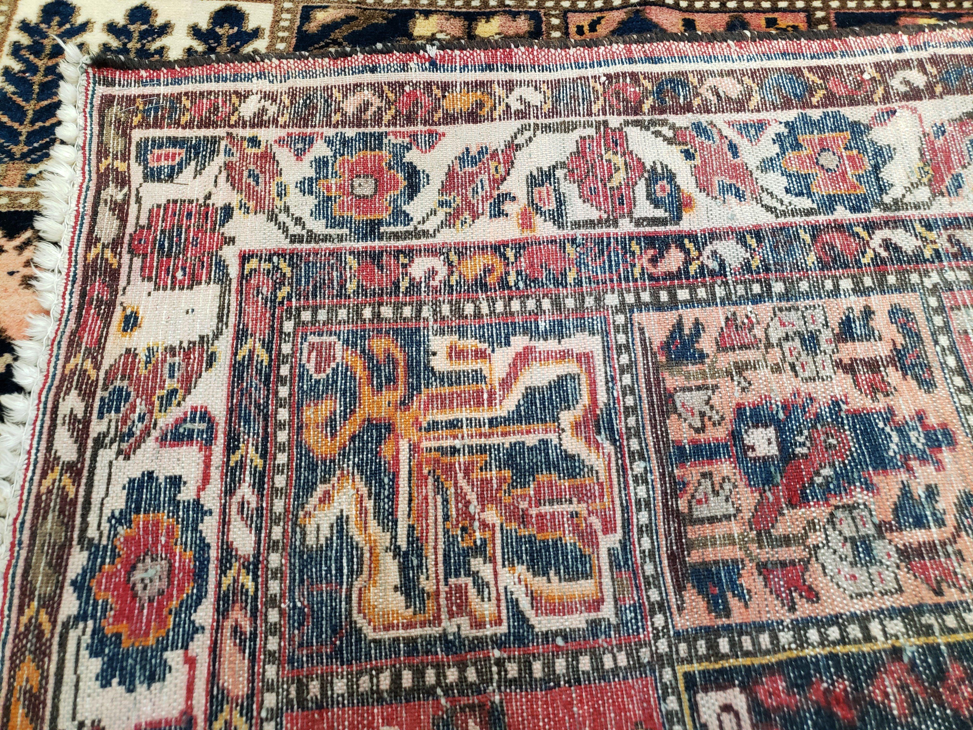 Antique Persian Bakhtiari Rug circa 1920s, Kheshti Panel Design, Wool, Hand-Knotted, 5'3" x 10' - Image 10