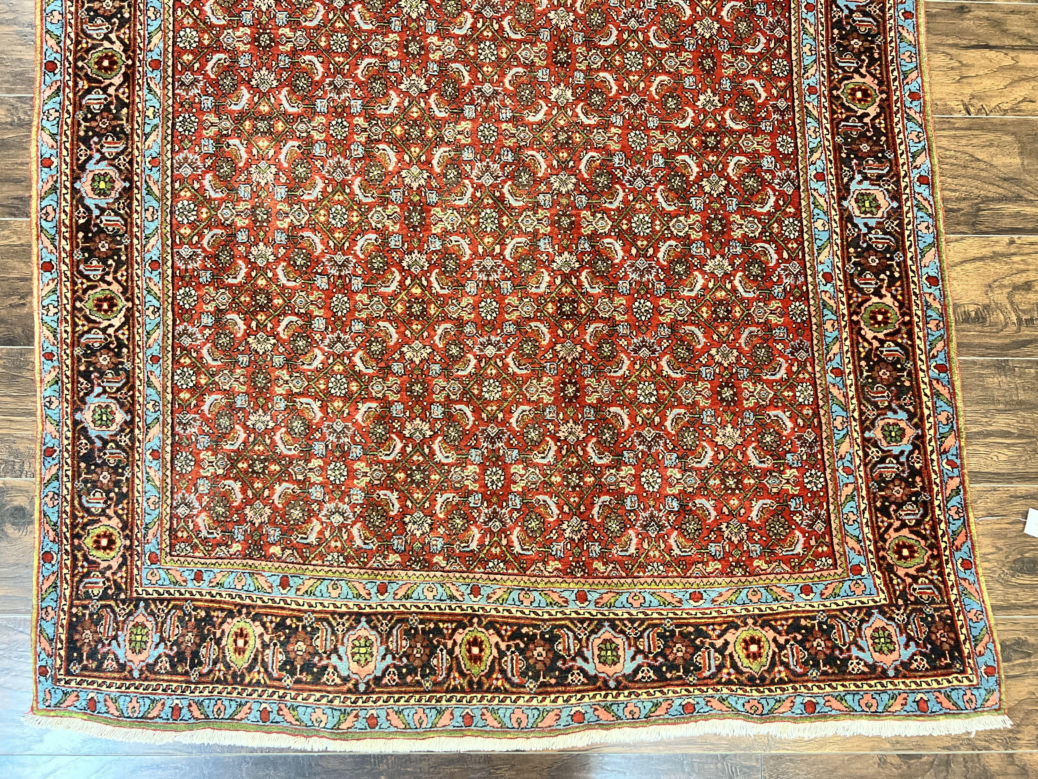 Antique Persian Bidjar Rug 5x7, Repeated Allover Herati Pattern, Red, Handmade Wool Carpet - Image 5