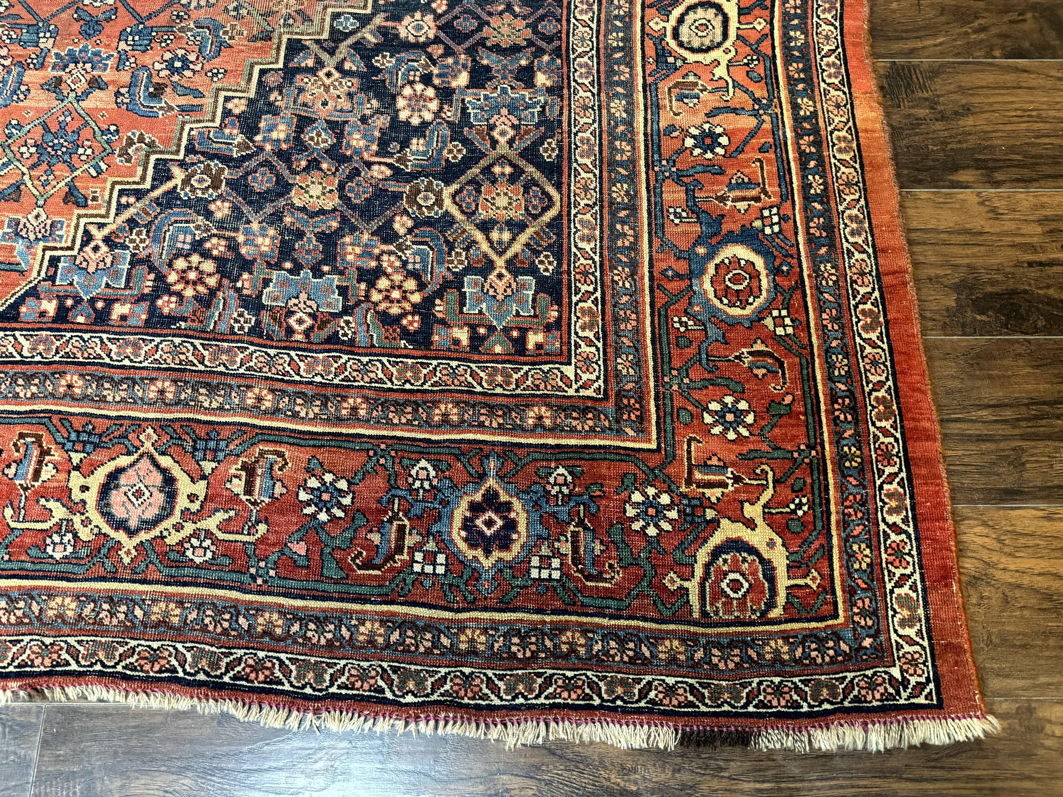 Antique Persian Bidjar Rug 8x12, Rare Persian Carpet - Image 9