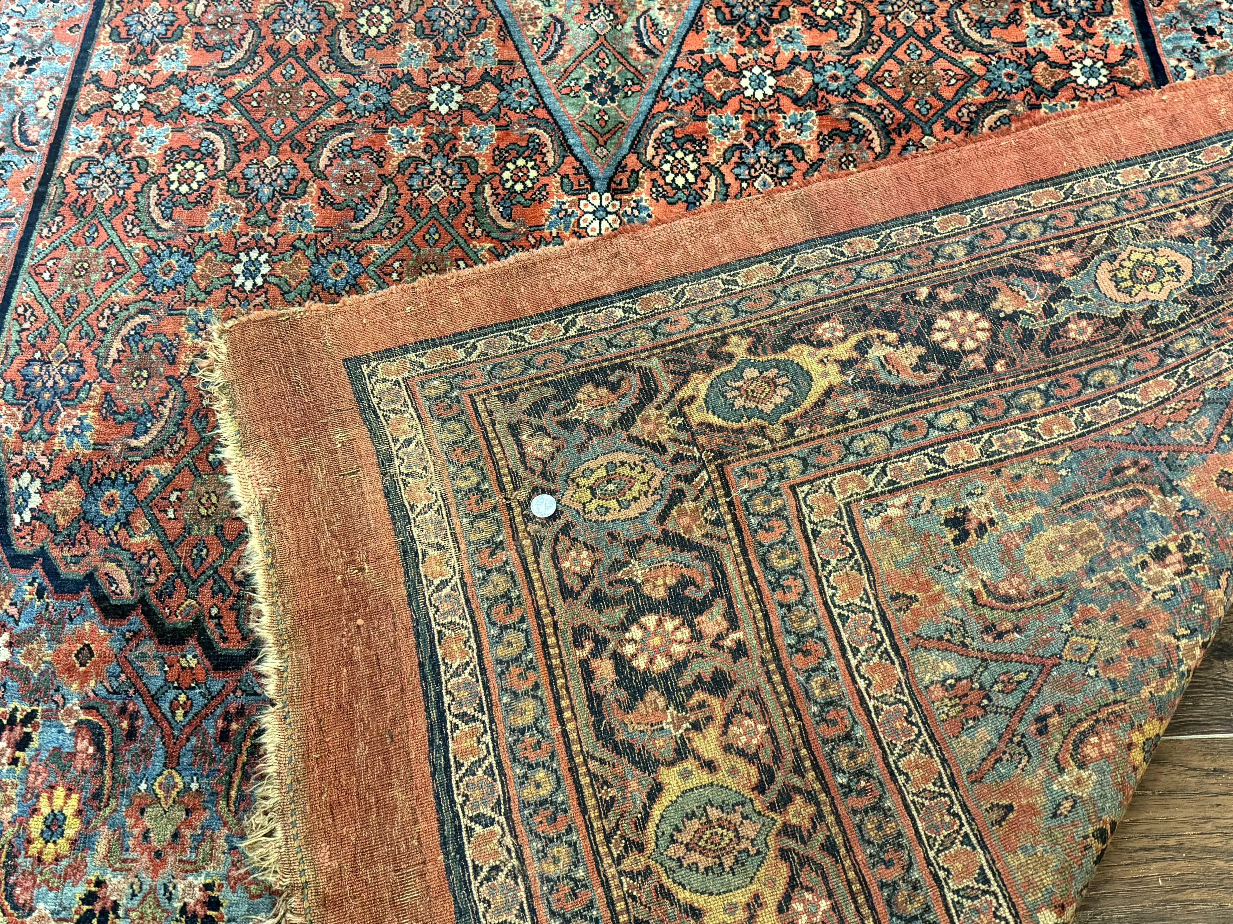 Antique Persian Bijar Rug 7x15 - Image 10