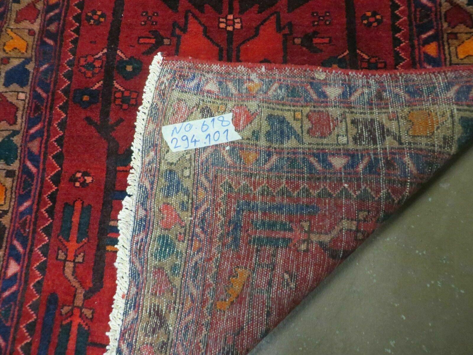 Antique Persian Hamadan Runner 3.4 x 9.7 -  Wool, Red and Navy Blue - Image 13