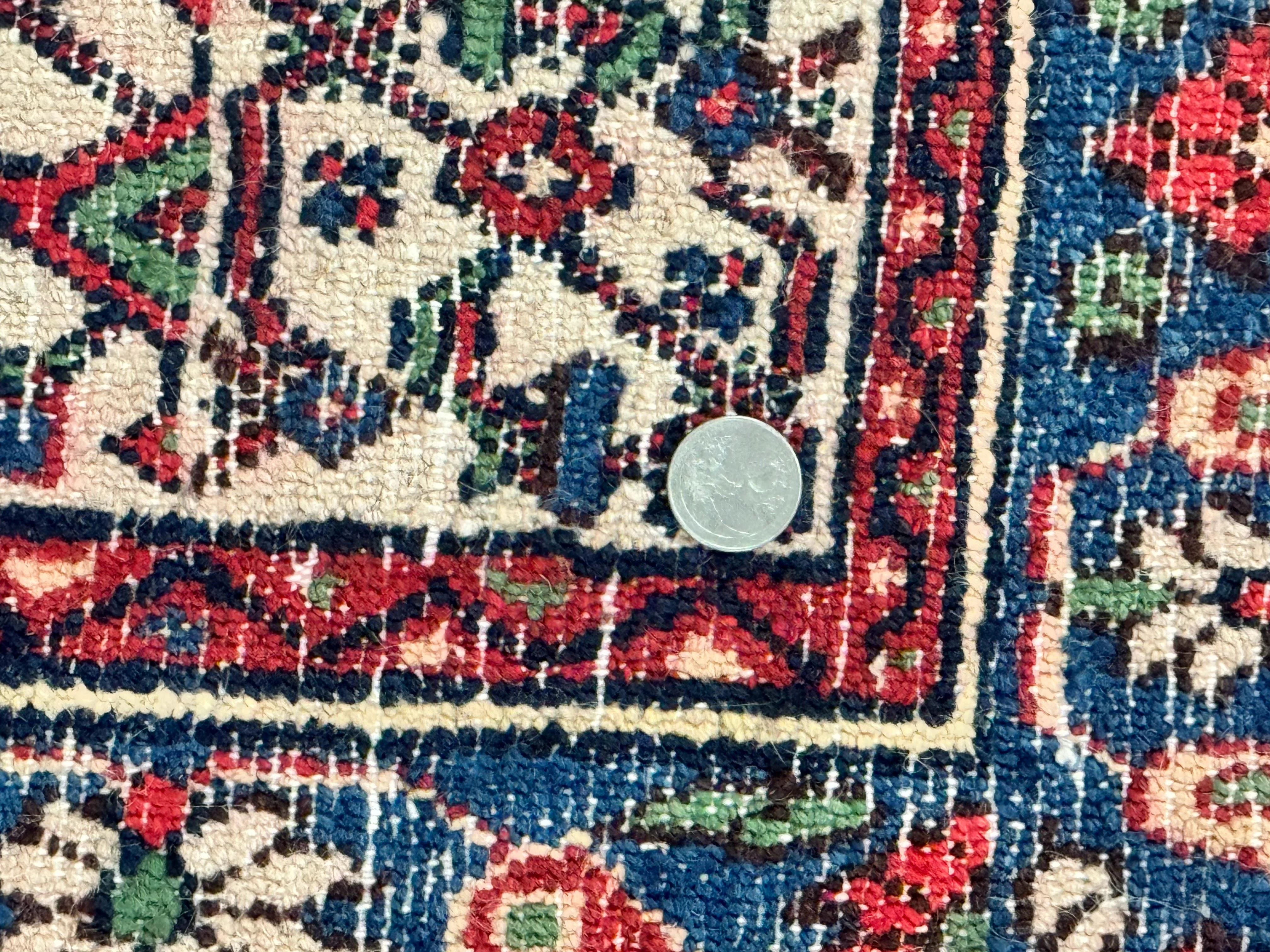 Antique Persian Hamadan Tribal Rug 8x10, Red and Ivory, Medallion Rug, Wool Handmade Carpet - Image 11