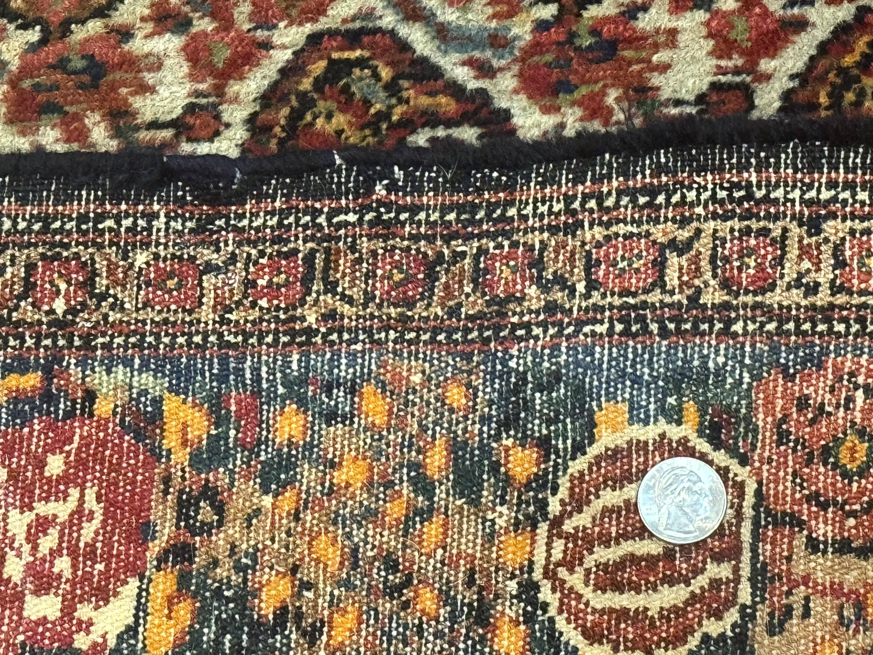 Antique Persian Kurdish Senneh Rug 4.6 x 6.5, Repeated Paisely Boteh Design, Handmade - Image 10