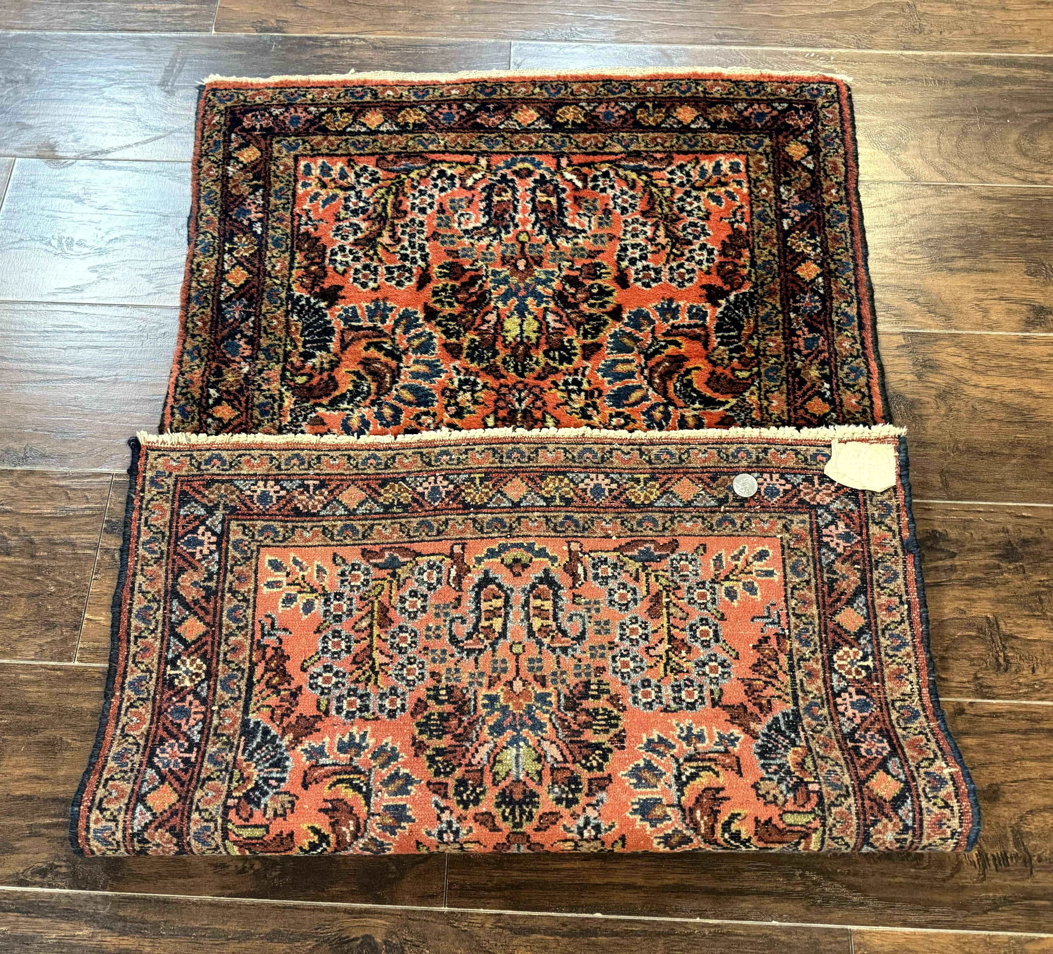 Antique Persian Lilihan Rug 2x4, Red, Floral, Wool, Handmade Lilian Persian Carpet - Image 11
