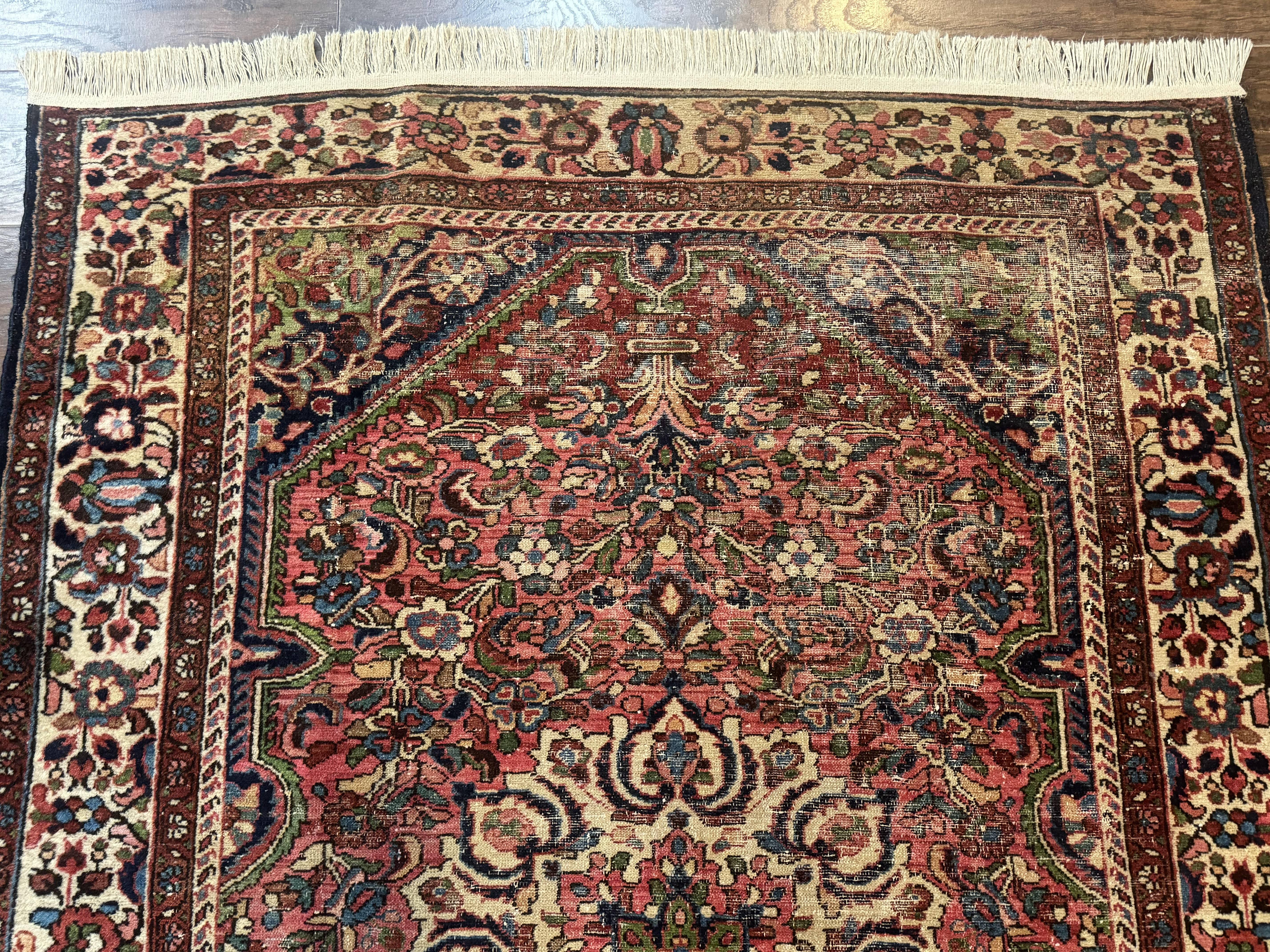Antique Persian Malayer Rug 4'7" x 6'6" – 1920s Tribal Red Wool Carpet - Image 3