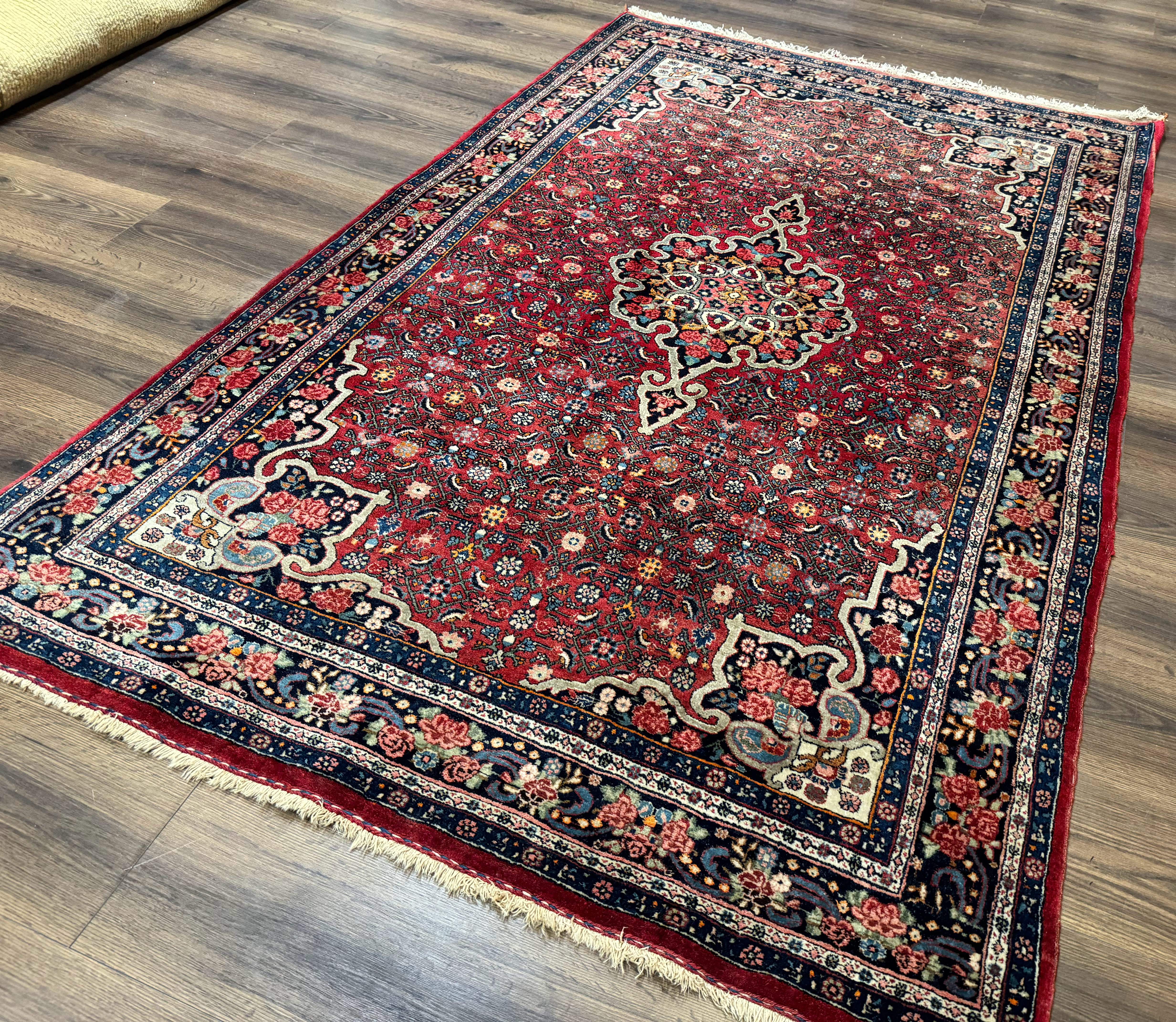 Antique Persian Rug 5x7, Red, Fine 260 KPSI, Bidjar Carpet - Image 2