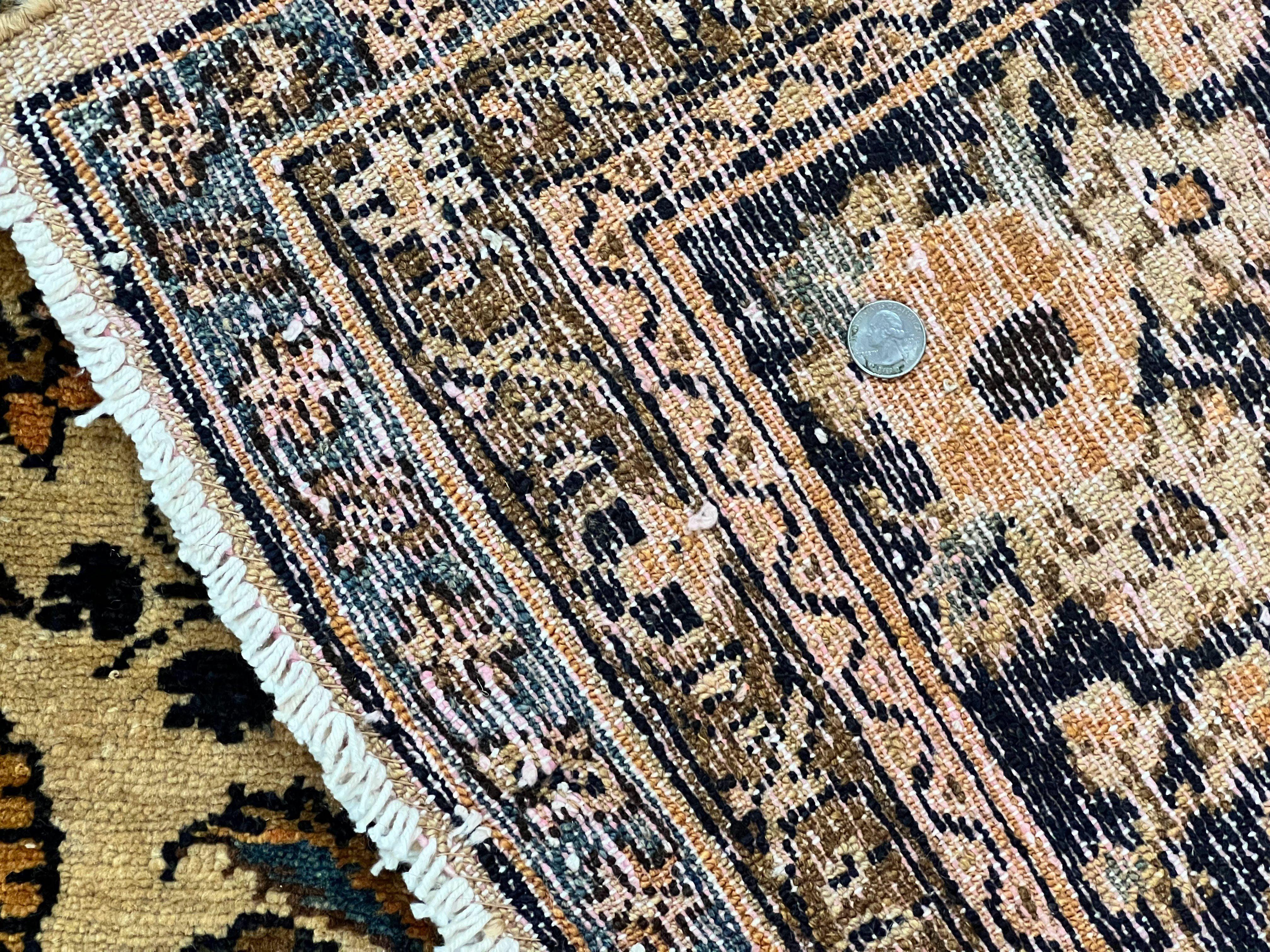 Antique Persian Rug 9x11, Wool Handmade 1920s Oriental Carpet, Persian Hamadan Anjelas Rug, Cream Black, Floral Allover Oriental Rug 9 x 11 Room Sized Rug - Image 11