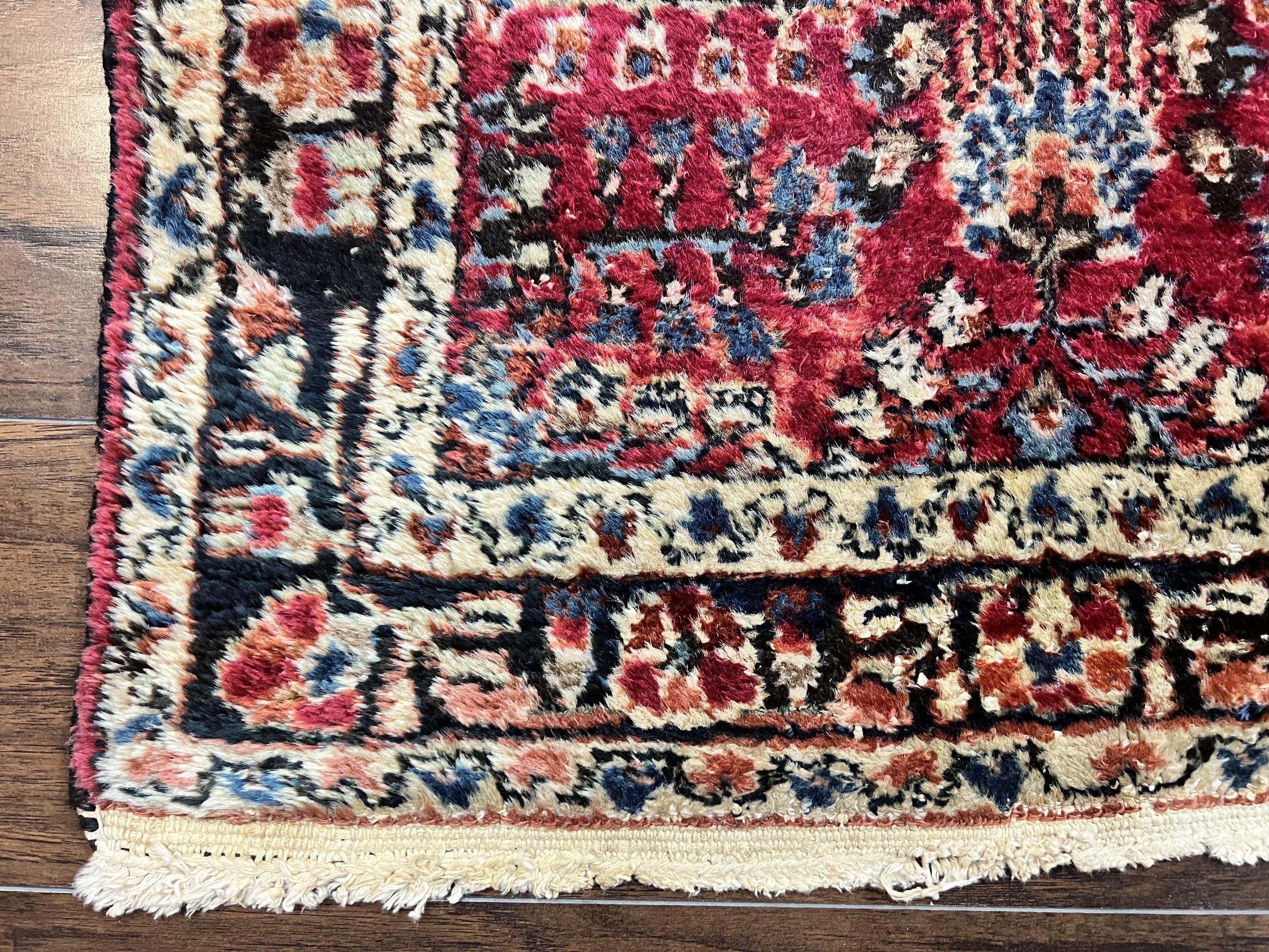 Antique Persian Runner Rug 2.9 x 17, Rare Sarouk Runner, Handmade Wool Rug for Hallway, Red, Floral - Image 8