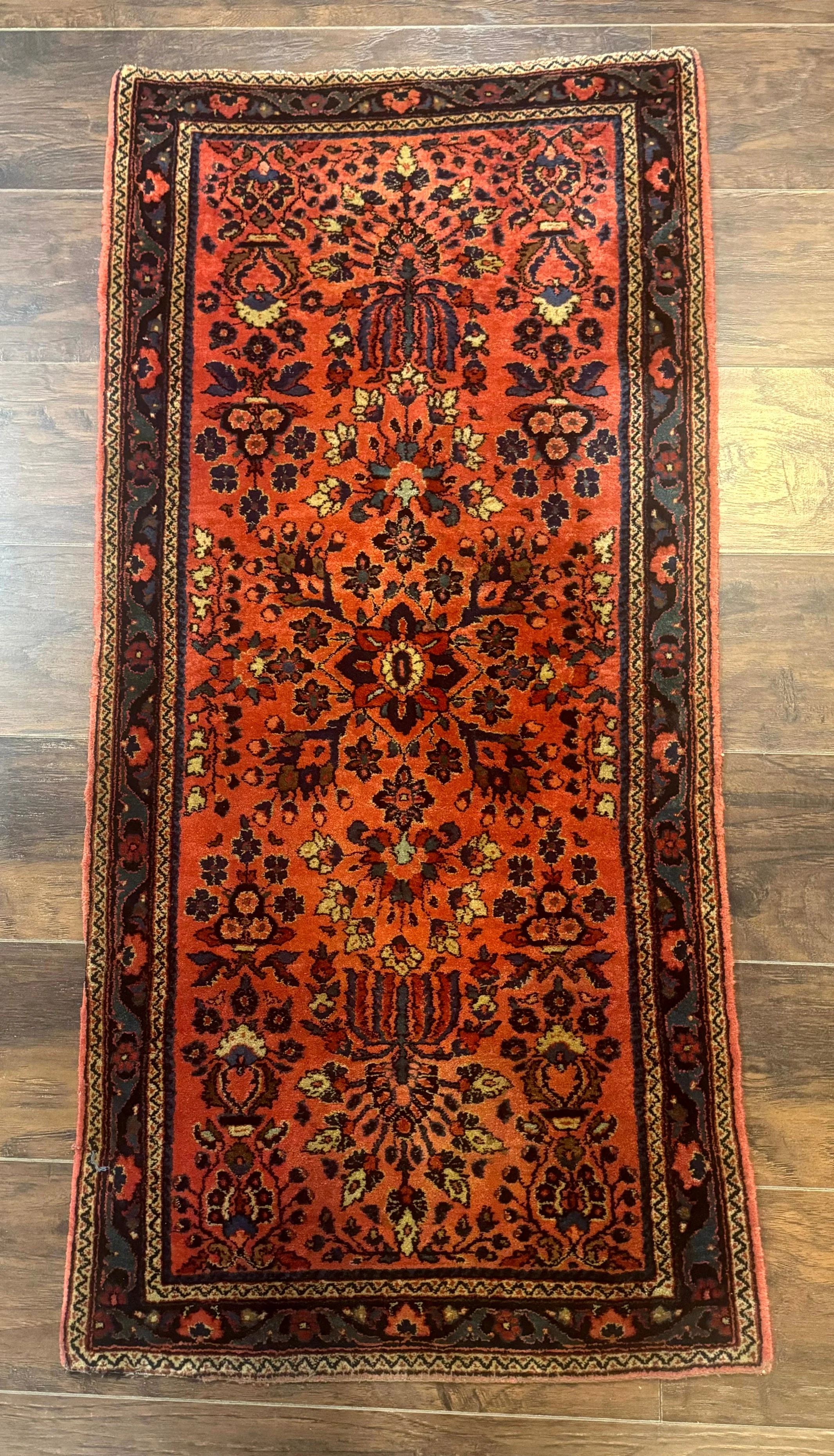 Antique Persian Sarouk Rug 2x4, Red, Fine 260 KPSI - Image 2