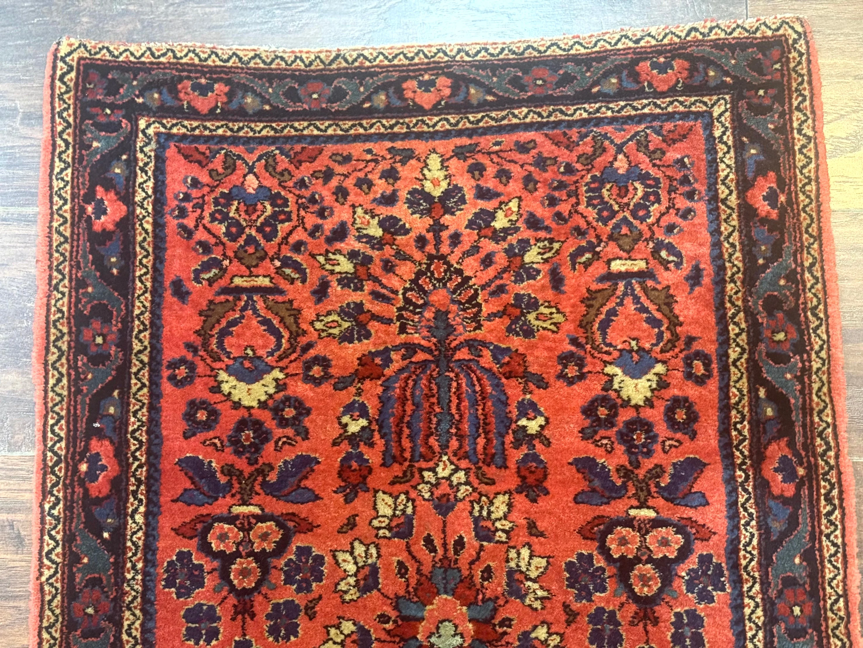 Antique Persian Sarouk Rug 2x4, Red, Fine 260 KPSI - Image 7