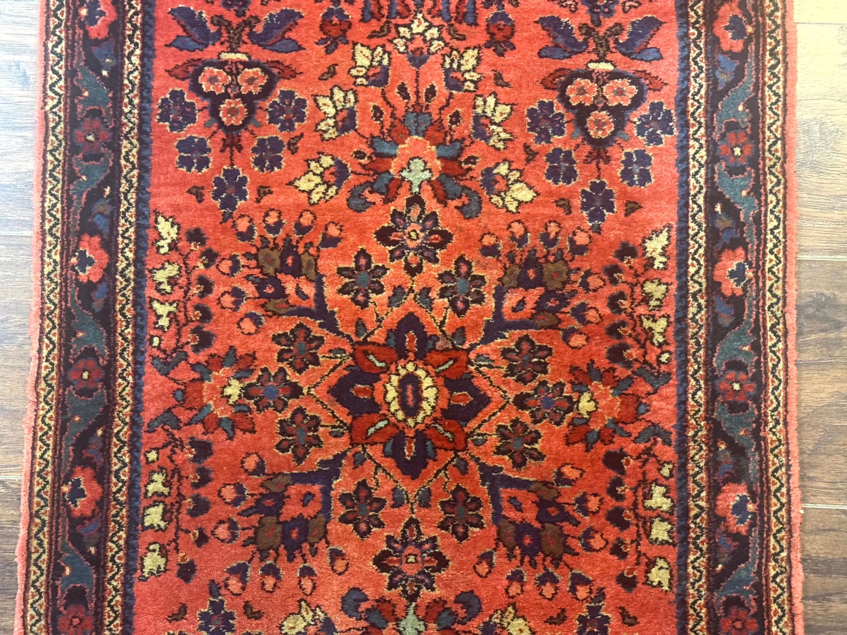 Antique Persian Sarouk Rug 2x4, Red, Fine 260 KPSI - Image 9