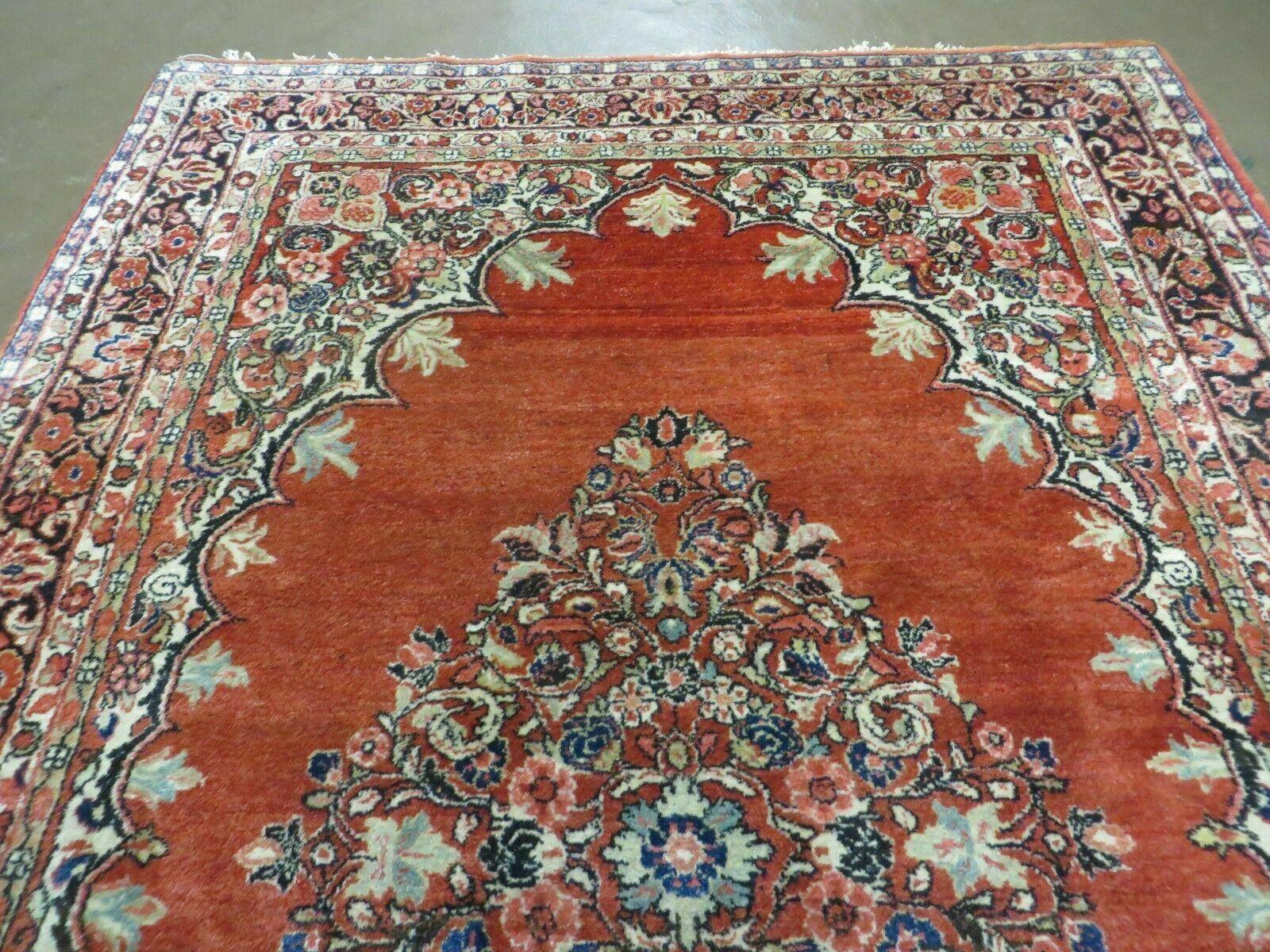 Antique Persian Sarouk Rug 5x8, Red, Semi Open Field, Hand Knotted, Wool - Image 11