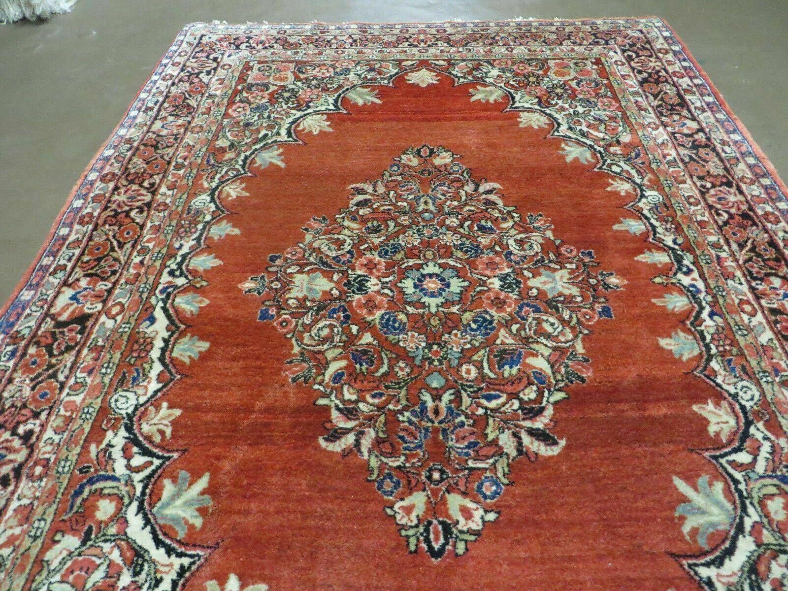 Antique Persian Sarouk Rug 5x8, Red, Semi Open Field, Hand Knotted, Wool - Image 12