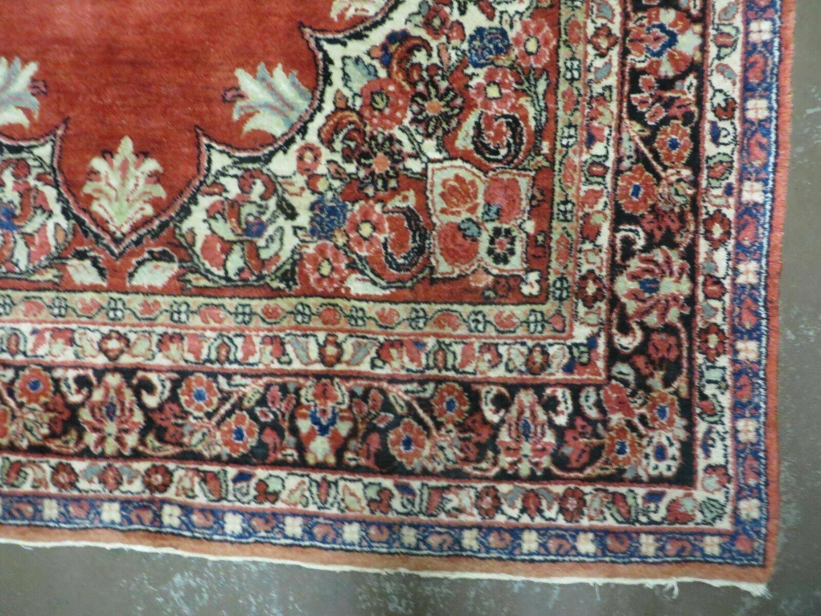 Antique Persian Sarouk Rug 5x8, Red, Semi Open Field, Hand Knotted, Wool - Image 9