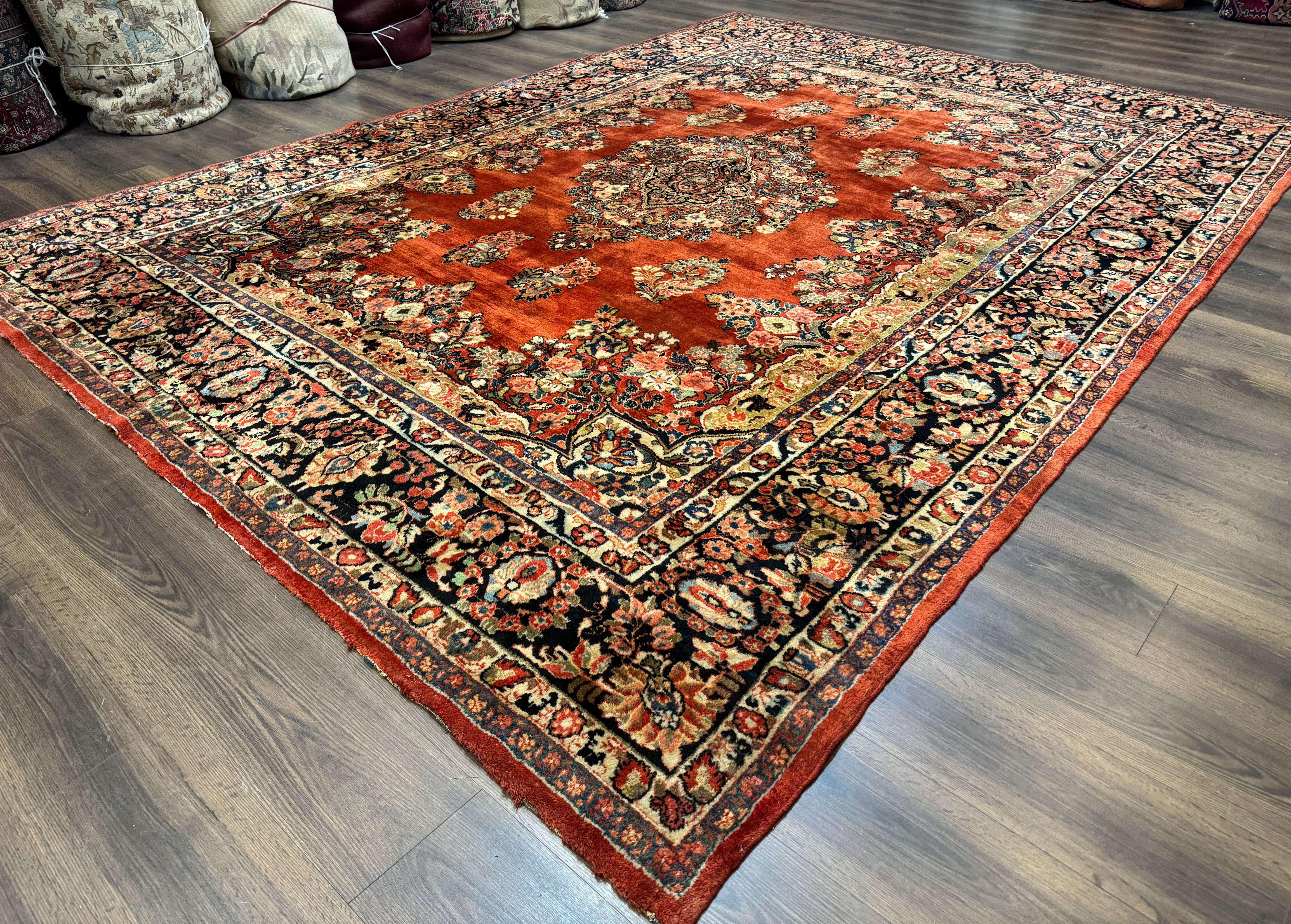 Antique Persian Sarouk Rug 9x12 - Image 2