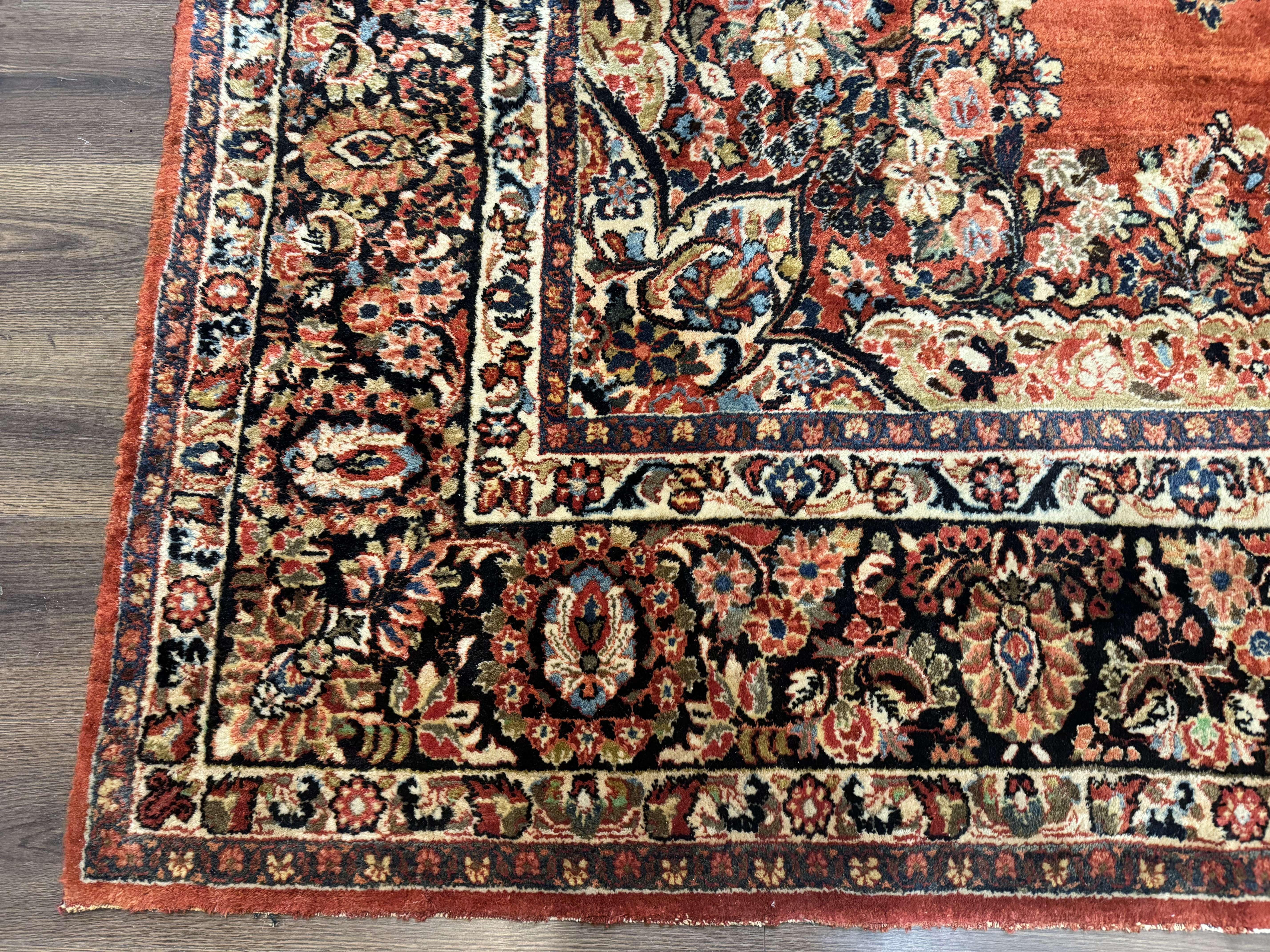 Antique Persian Sarouk Rug 9x12 - Image 8
