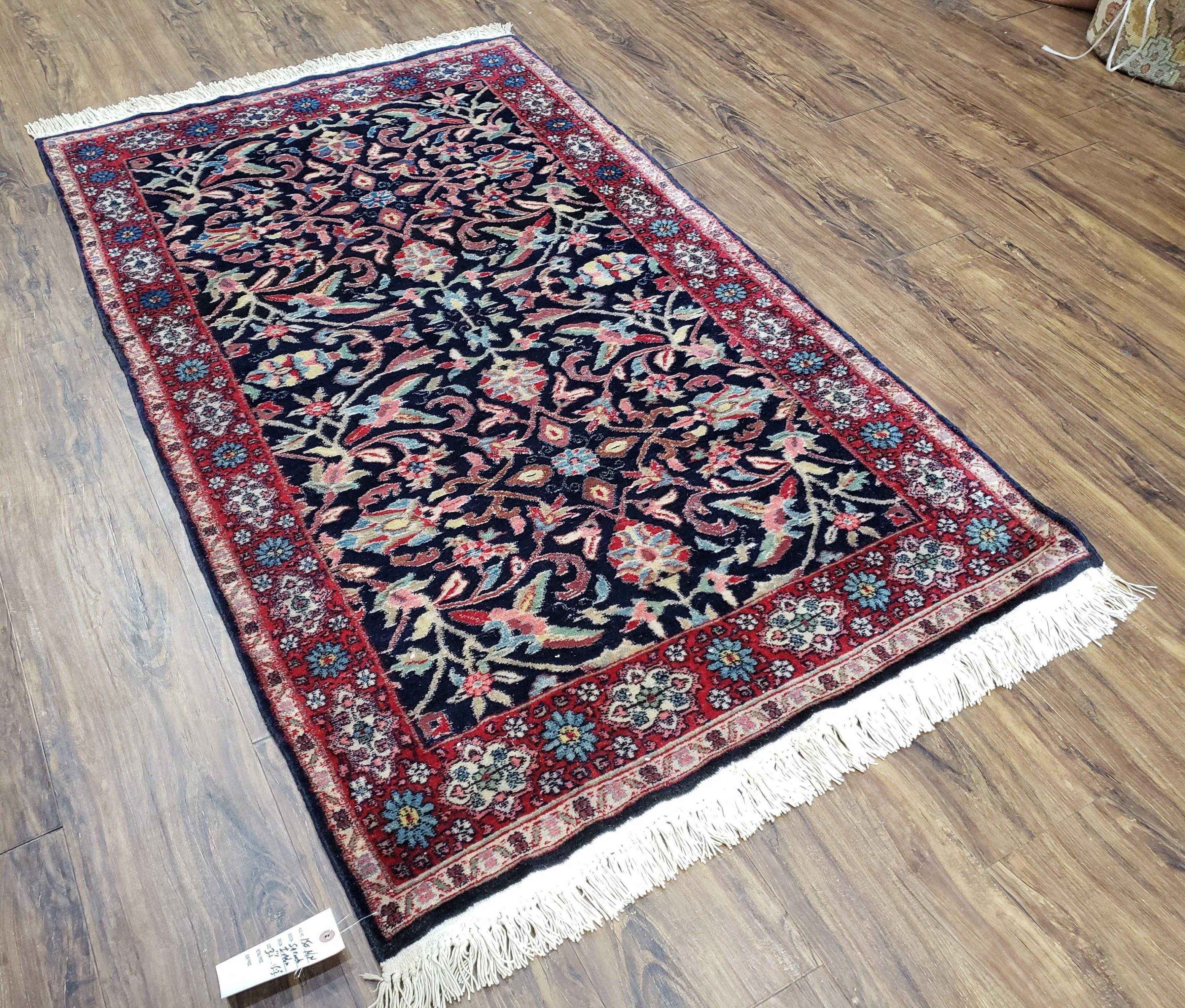 Antique Persian Sarouk Rug 3x5, Navy Blue, Allover Pattern, Hand Knotted - Image 10