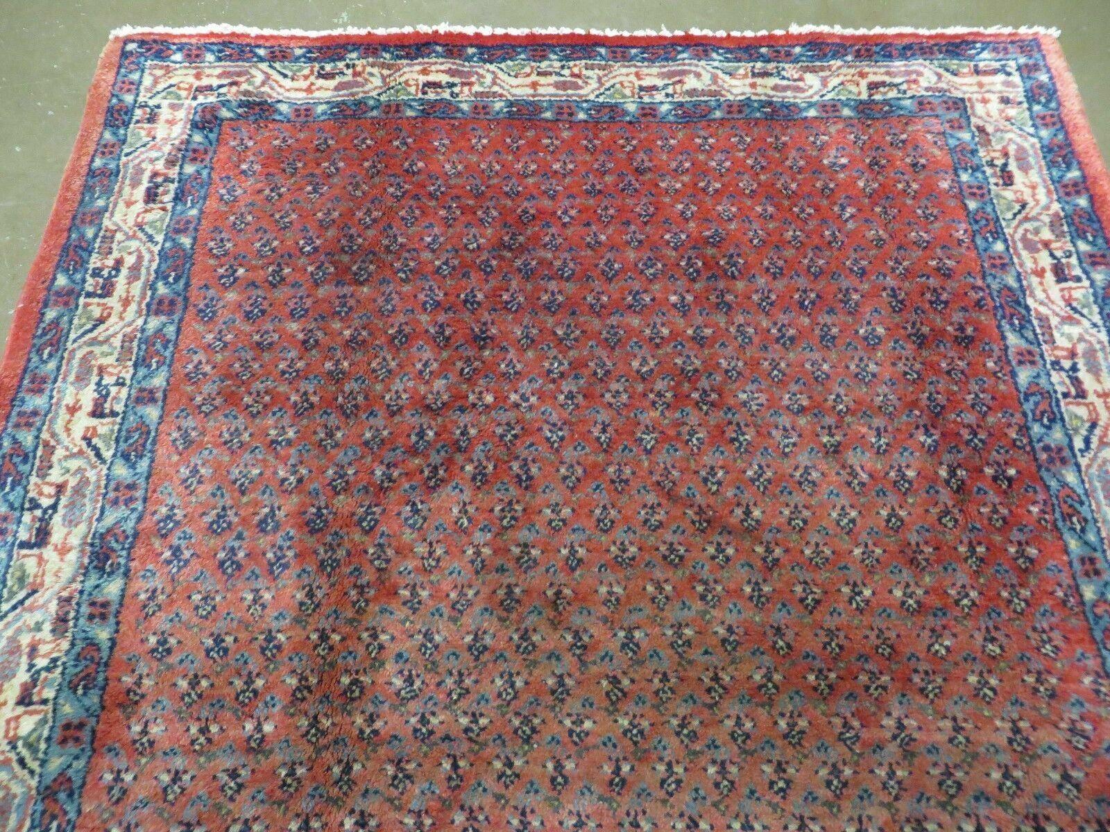 Antique Persian Seraband Runner 3.7 x 11 - Red, Wool, Mir Pattern - Image 2