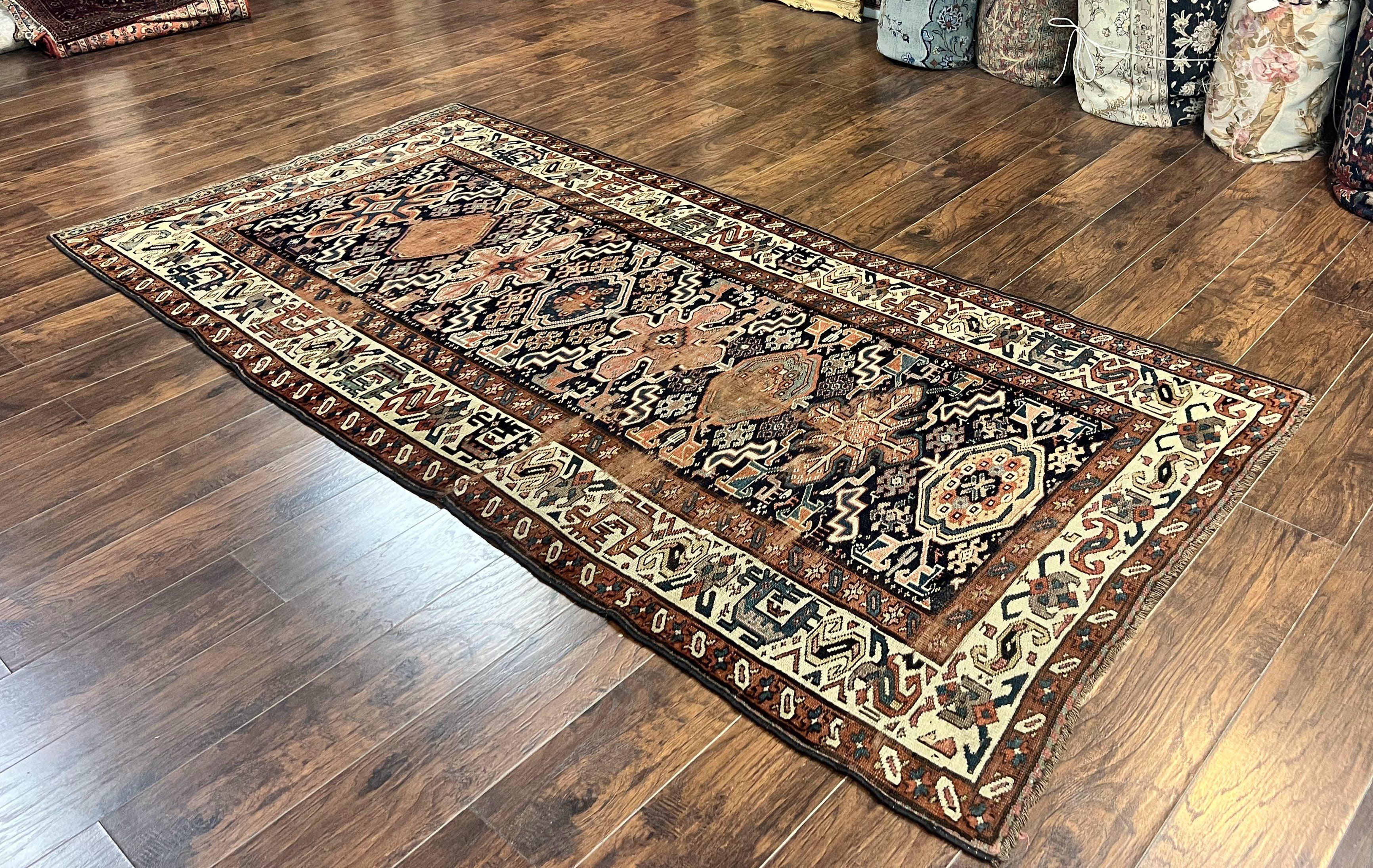 Antique Persian Tribal Runner Rug 4.6 x 9.8, Kurdish Runner, Rug for Hallway or Kitchen, 1920s Carpet, Wool Handmade Rug - Image 2