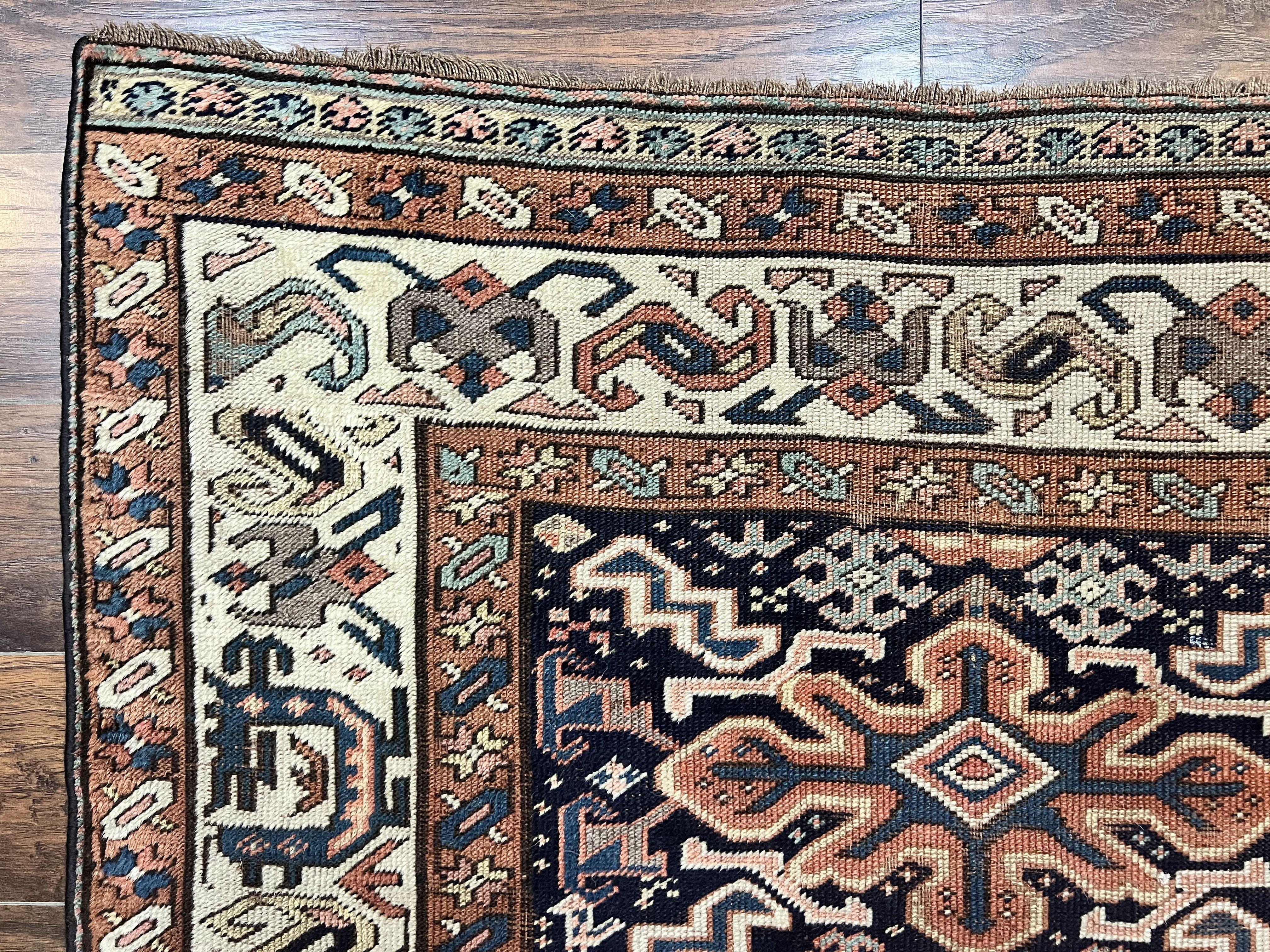 Antique Persian Tribal Runner Rug 4.6 x 9.8, Kurdish Runner, Rug for Hallway or Kitchen, 1920s Carpet, Wool Handmade Rug - Image 6