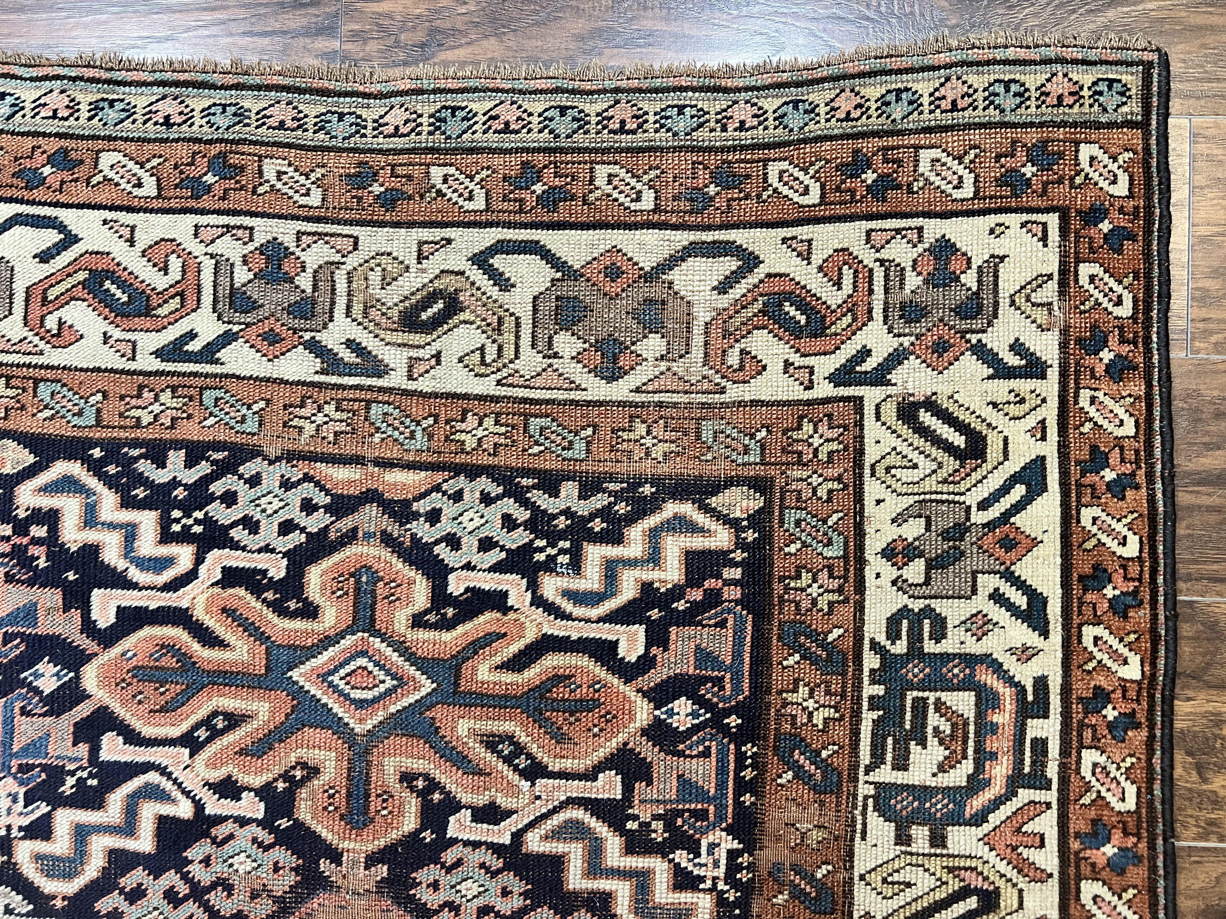 Antique Persian Tribal Runner Rug 4.6 x 9.8, Kurdish Runner, Rug for Hallway or Kitchen, 1920s Carpet, Wool Handmade Rug - Image 7