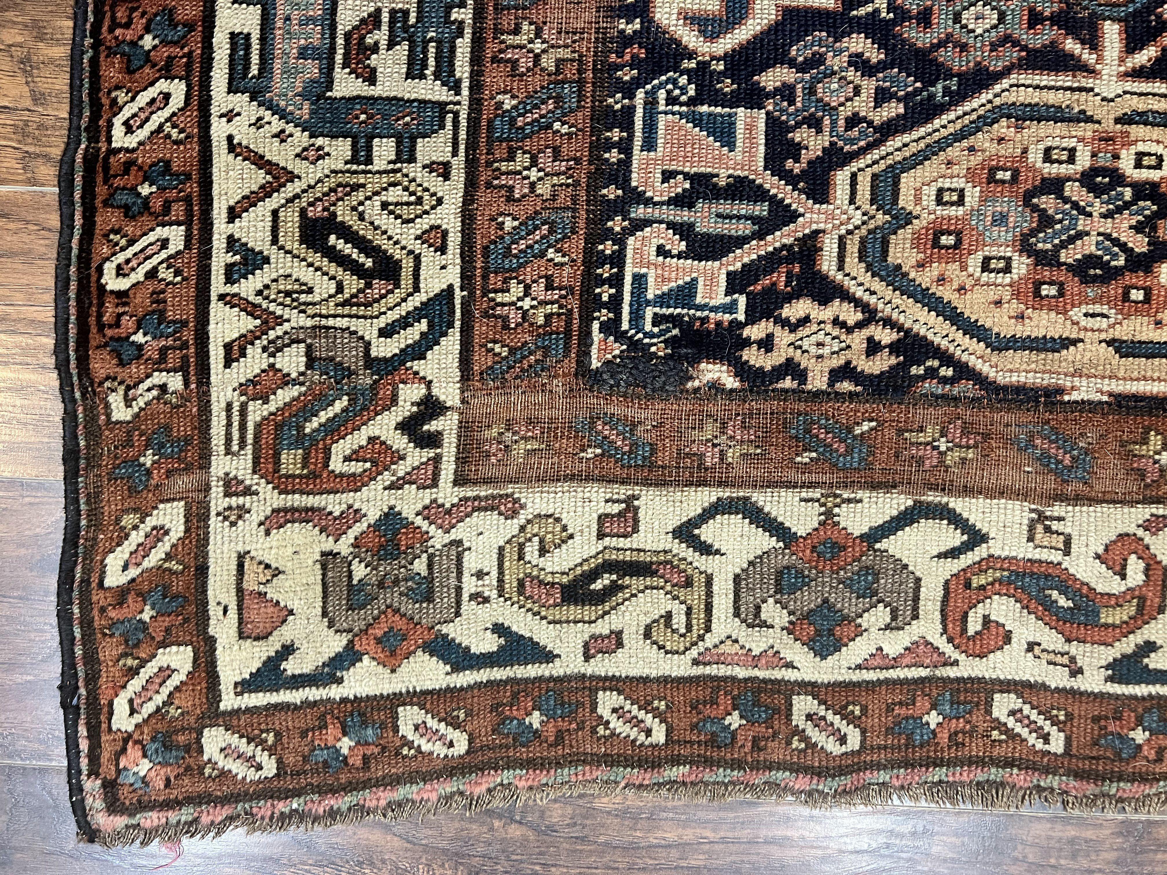 Antique Persian Tribal Runner Rug 4.6 x 9.8, Kurdish Runner, Rug for Hallway or Kitchen, 1920s Carpet, Wool Handmade Rug - Image 8