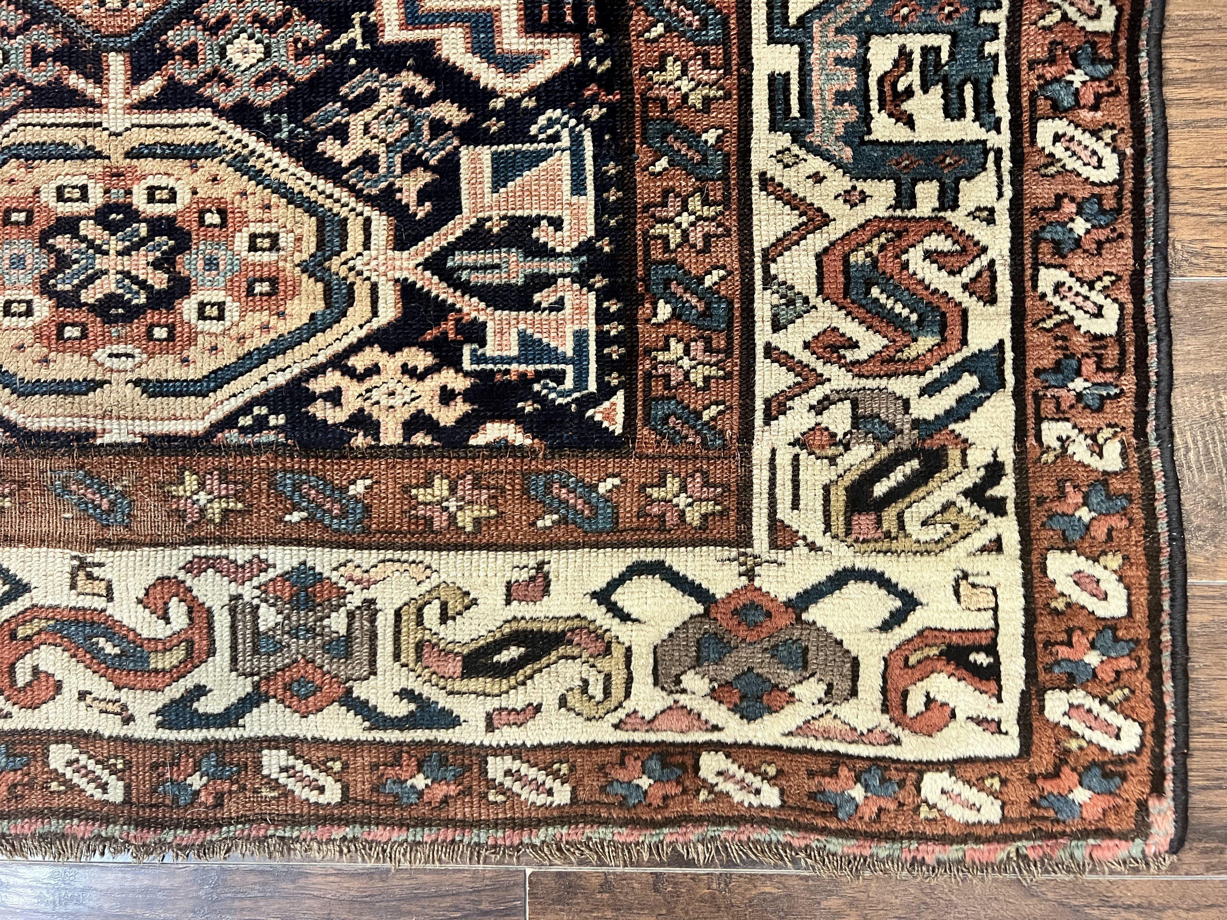 Antique Persian Tribal Runner Rug 4.6 x 9.8, Kurdish Runner, Rug for Hallway or Kitchen, 1920s Carpet, Wool Handmade Rug - Image 9