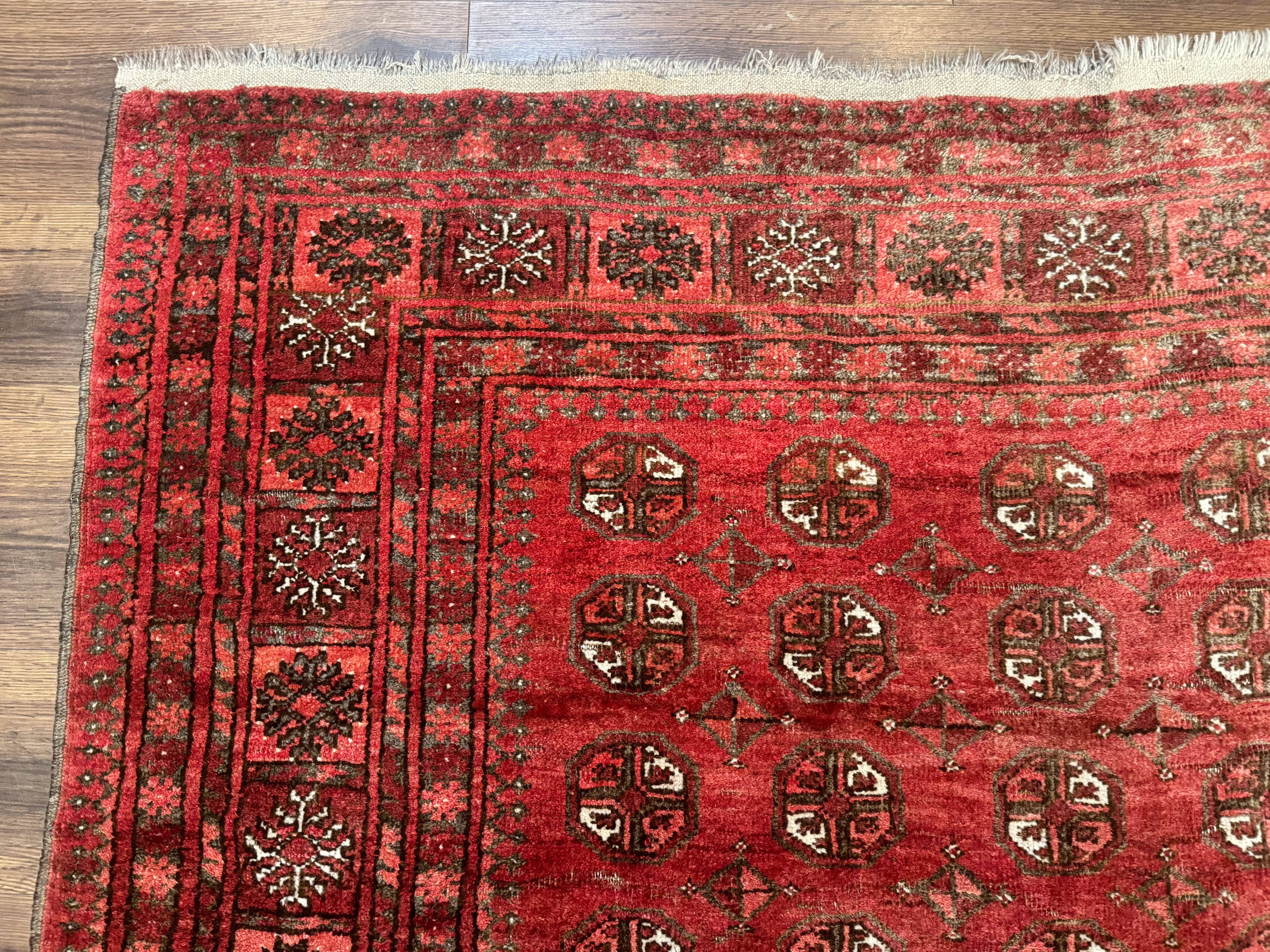 Antique Persian Turkoman Rug 5x6, Red - Image 6