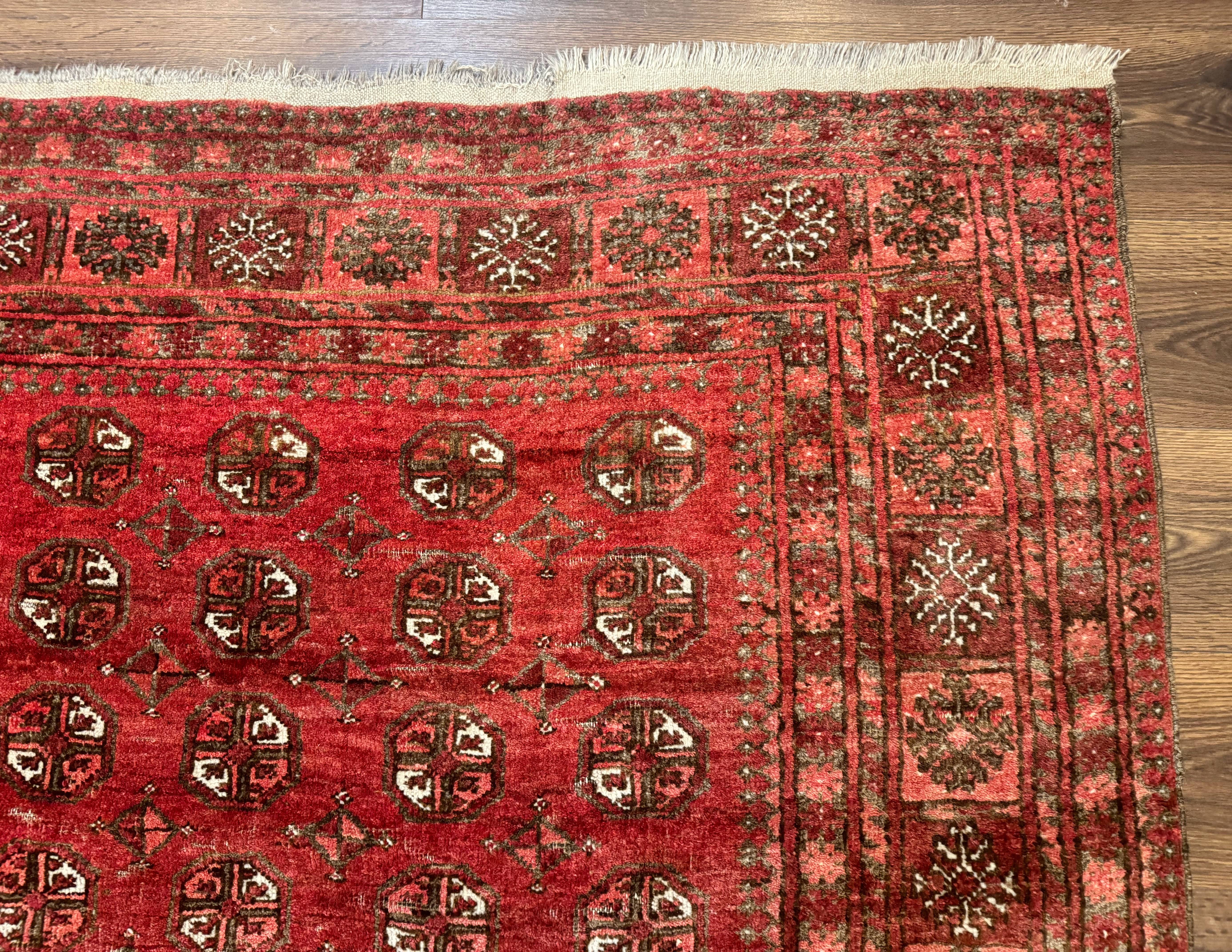 Antique Persian Turkoman Rug 5x6, Red - Image 7