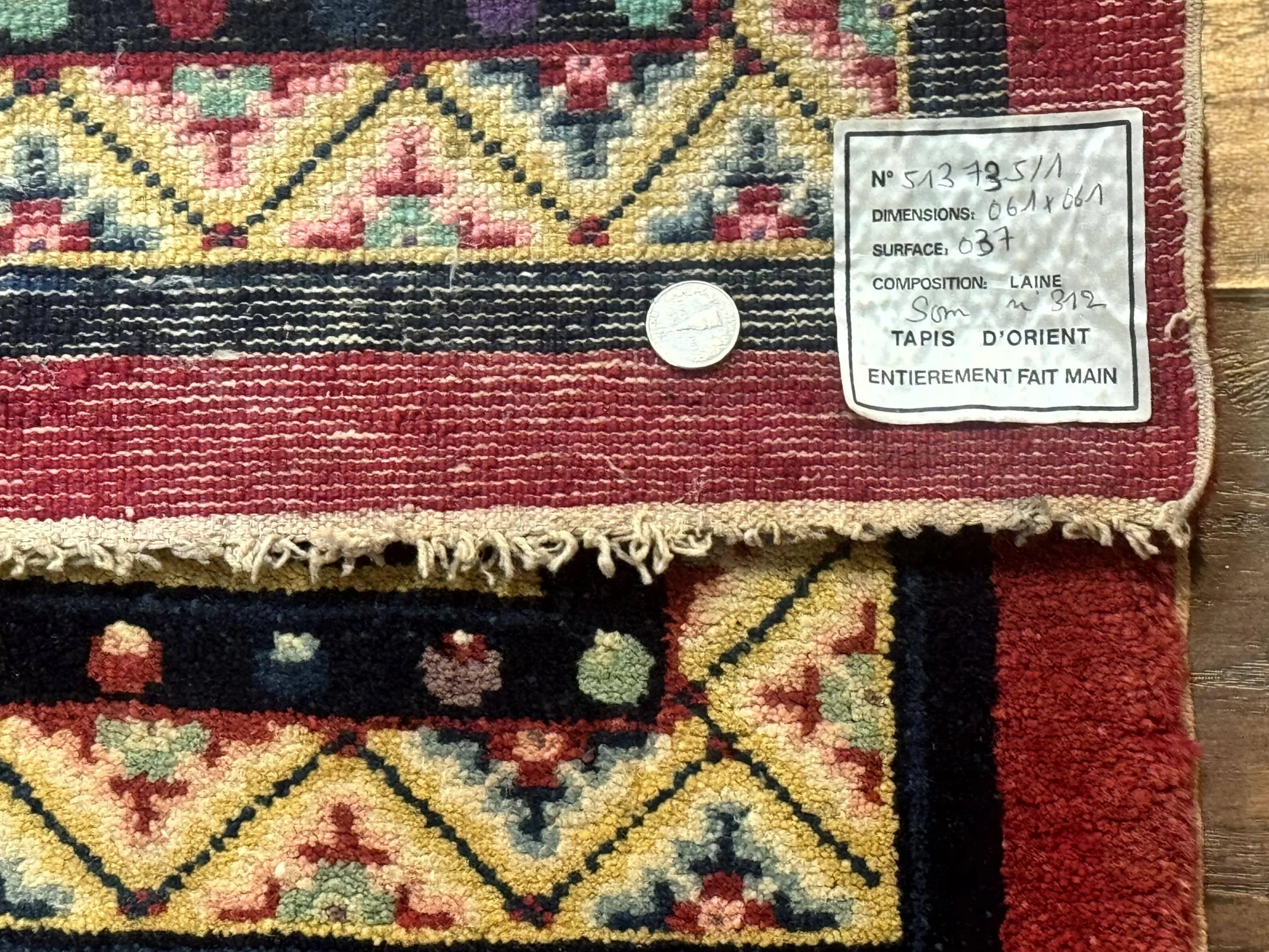 Antique Small Chiense Square Rug 2x2 ft, Wool Chinese Rug - Image 9