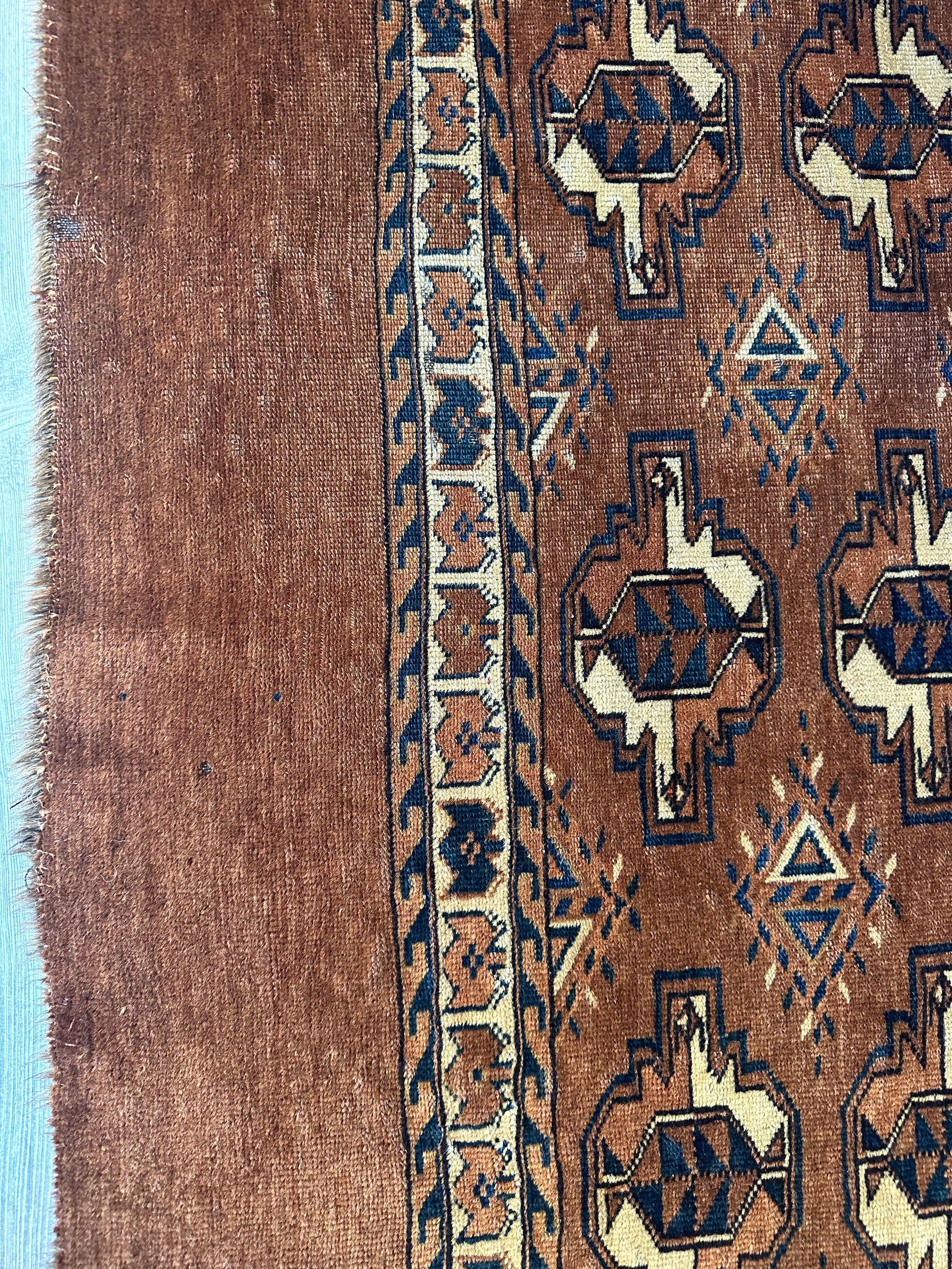 Antique Tekke Yomud Yomut Saryk Chuval Rug Bag Face, Turkmen Rug, Turkoman Rug 2’6”x3’9” - Image 11