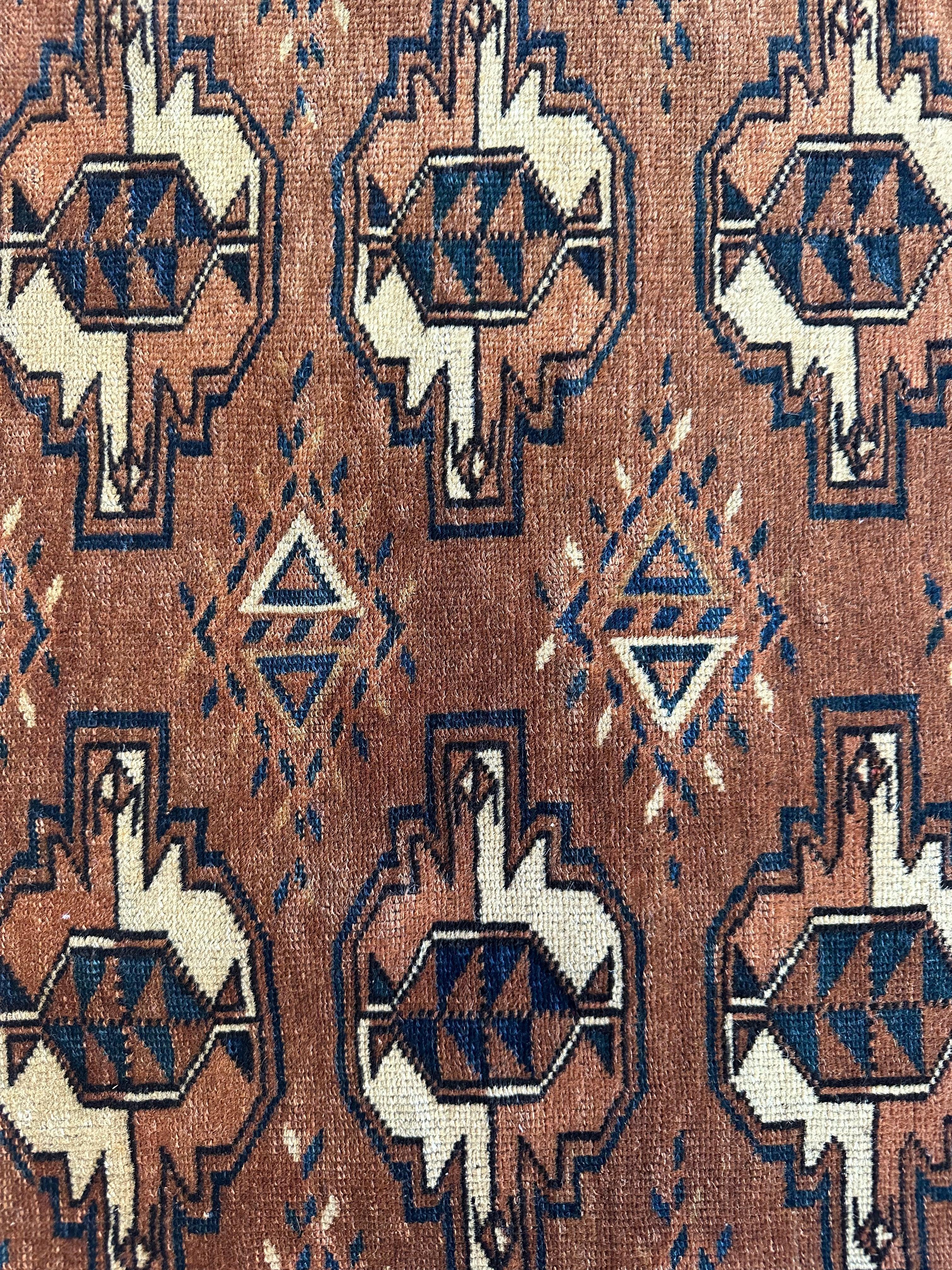 Antique Tekke Yomud Yomut Saryk Chuval Rug Bag Face, Turkmen Rug, Turkoman Rug 2’6”x3’9” - Image 4