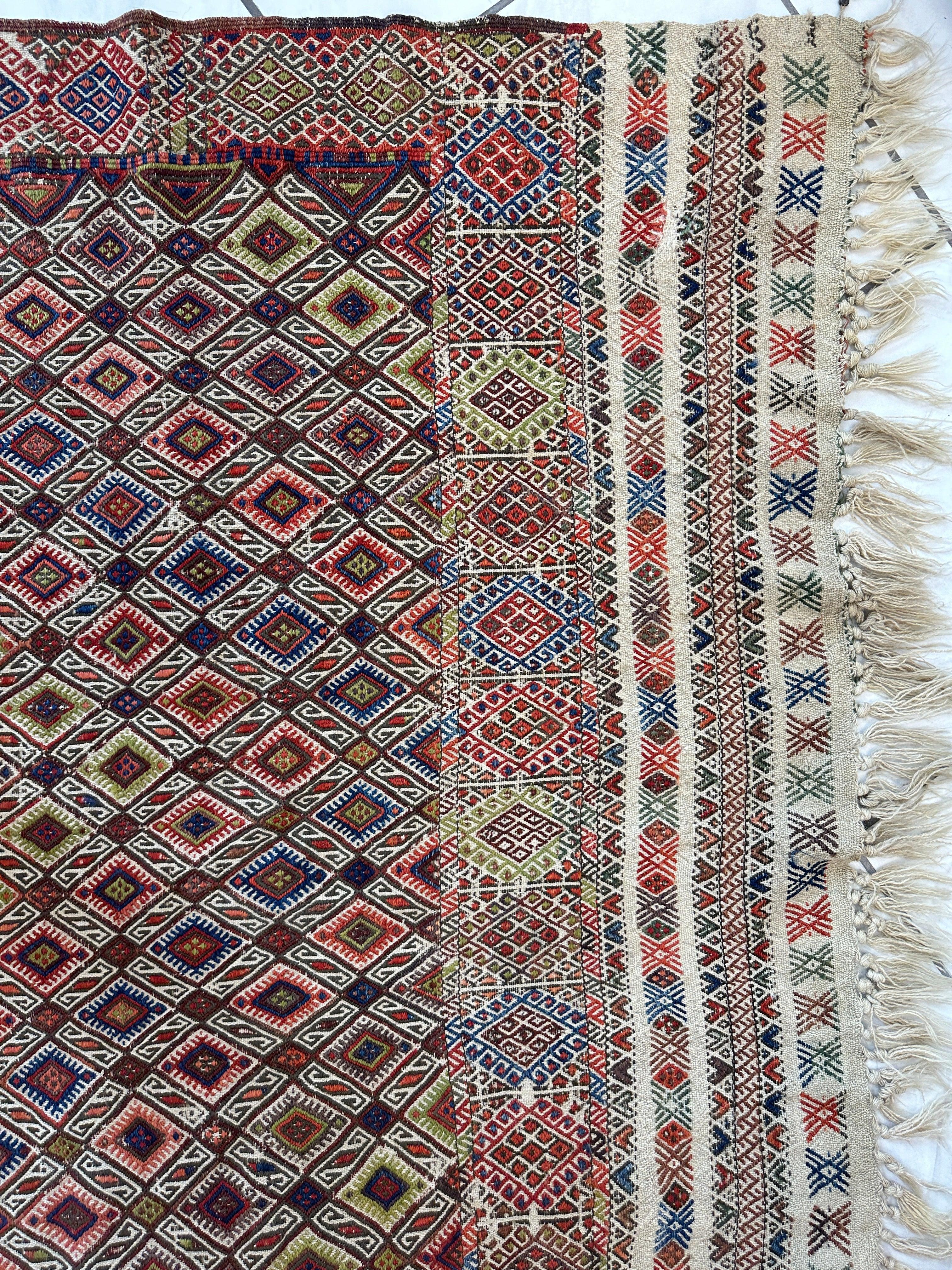 Antique Turkish Jajim Wool Rug 5’6” x 14’5” - Image 6