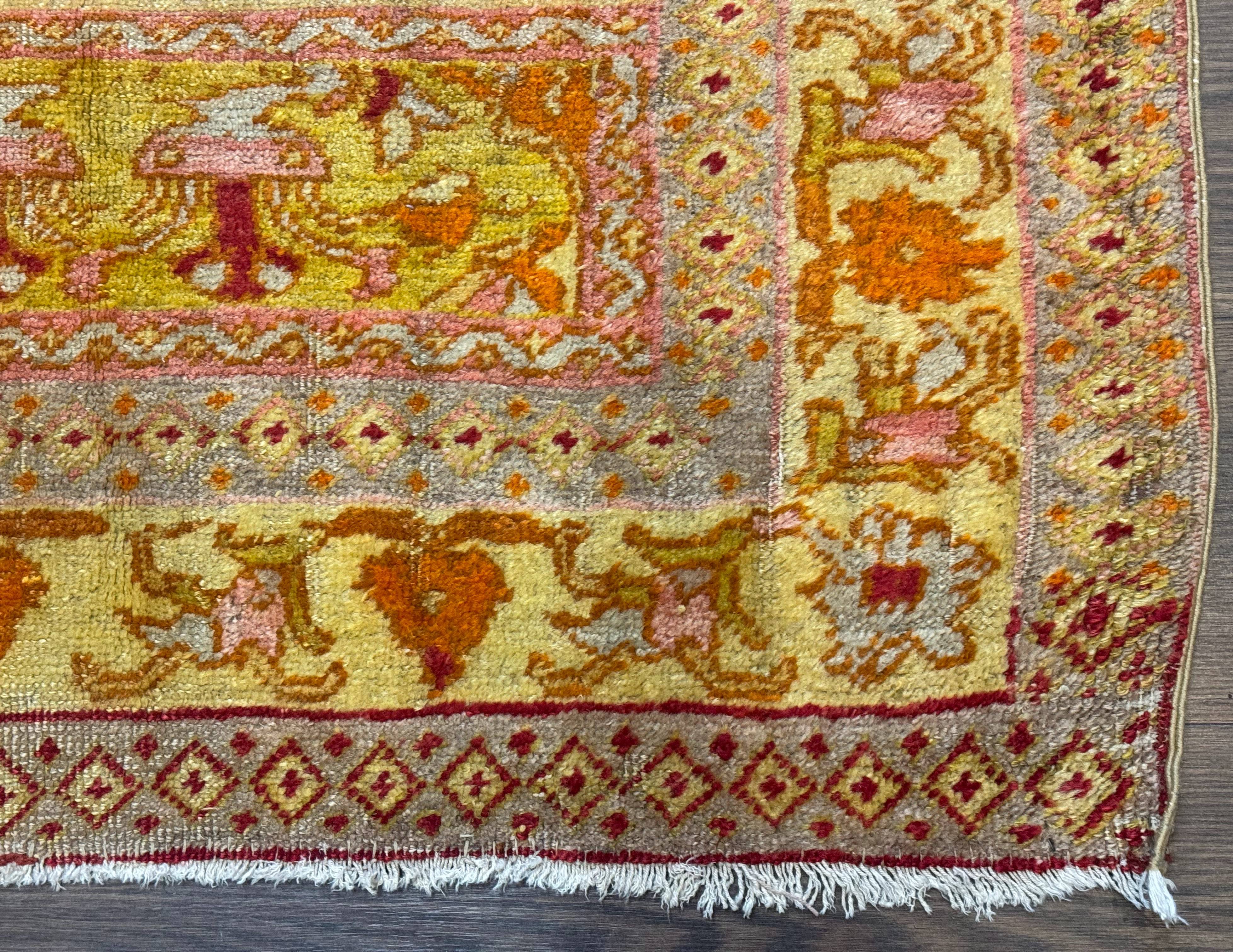Antique Turkish Prayer Rug 4x6, Red and Golden Mustard, Mihrab Design, Anatolian Carpet - Image 9