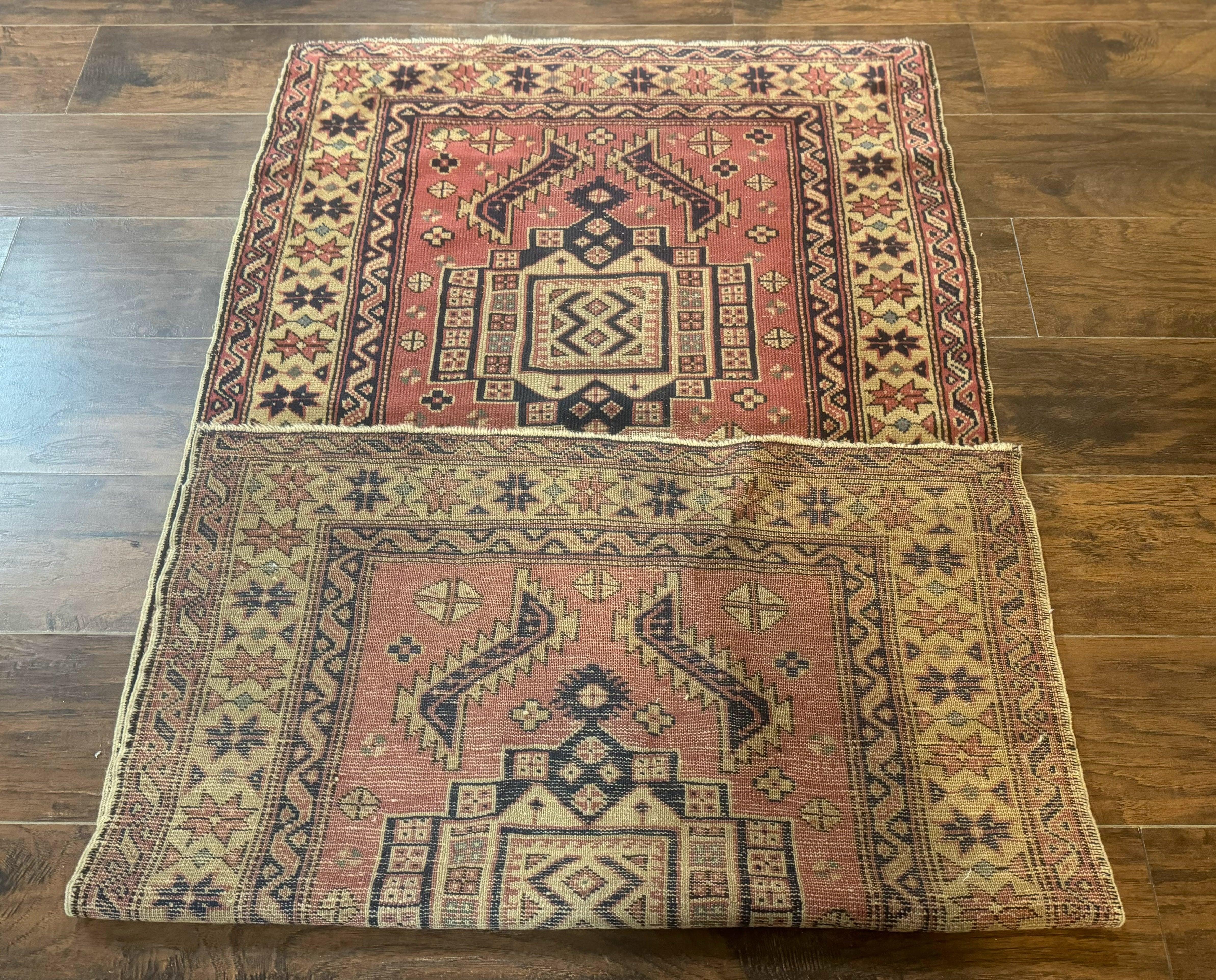 Antique Turkish Sparta Rug 3x6, Geometric Caucasian Kazak Pattern, Handmade - Image 11