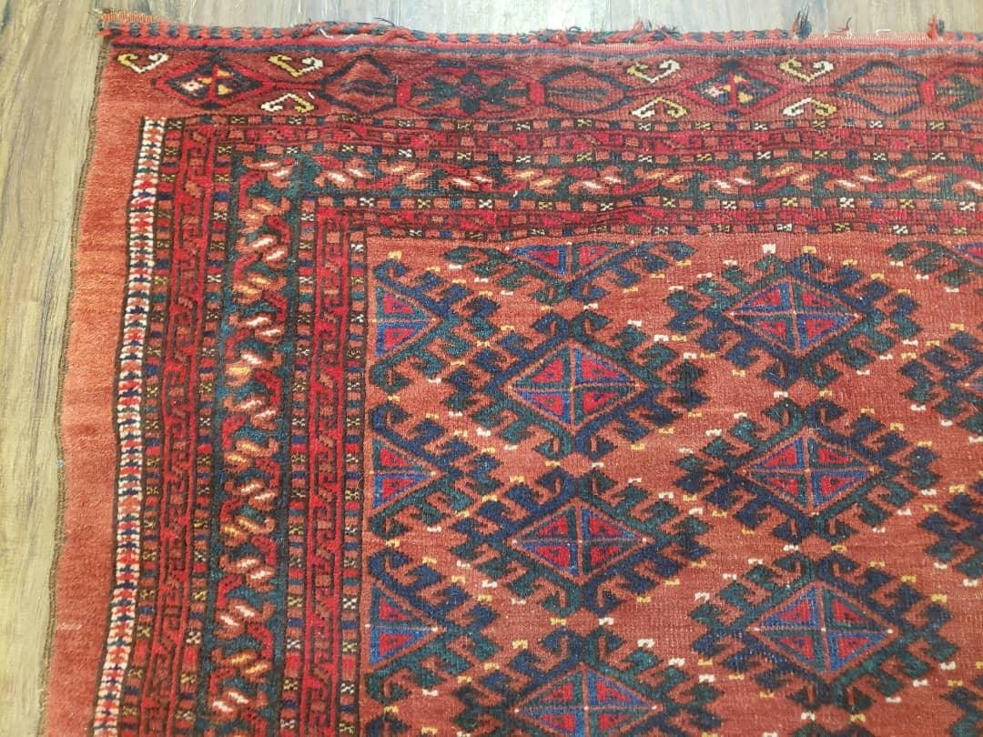 Antique Turkoman Rug 3'4" x 5', Collecticble Yamud Oriental Rug, Seat Pillow Cushion Cover, Tribal Mat, Wool Red Hand-Knotted Mafresh Carpet - Image 3