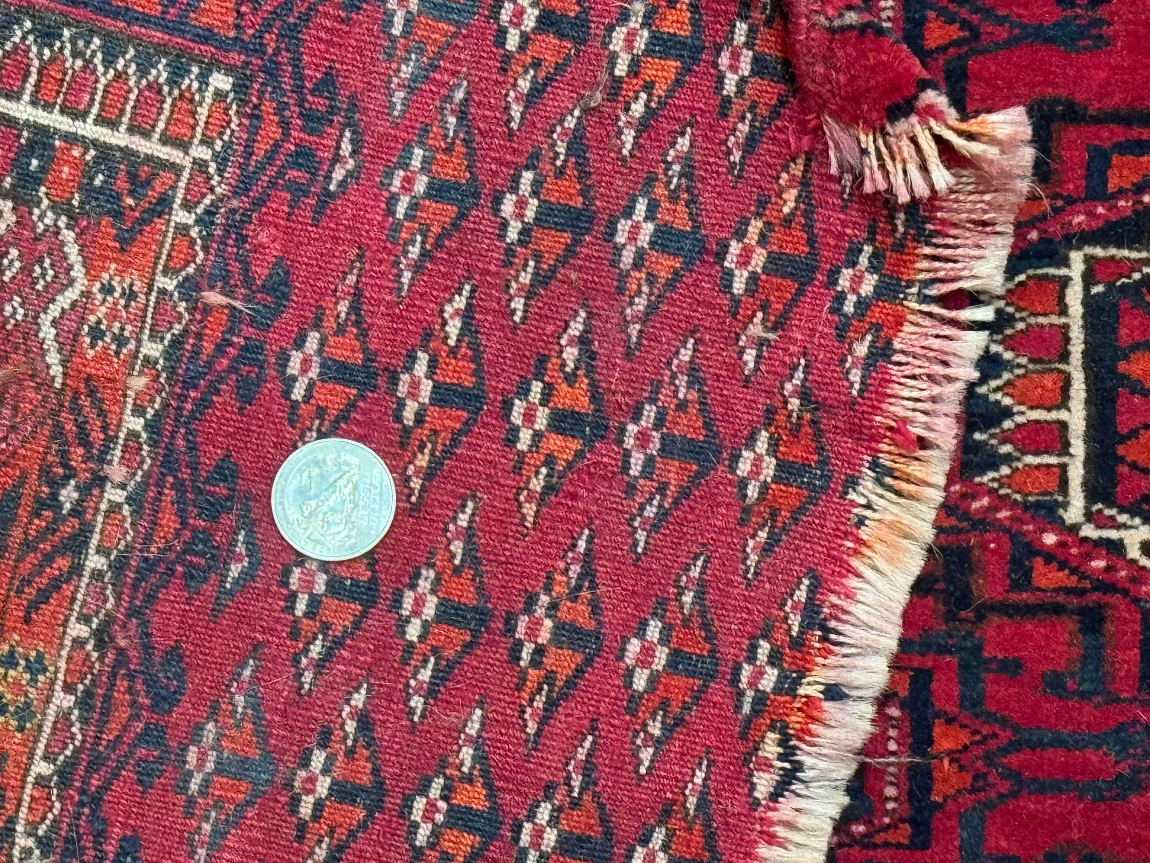Antique Turkoman Salor Rug, Turkoman Textile, Fine 400 KPSI, Red, Persian Tribal Rug - Image 10