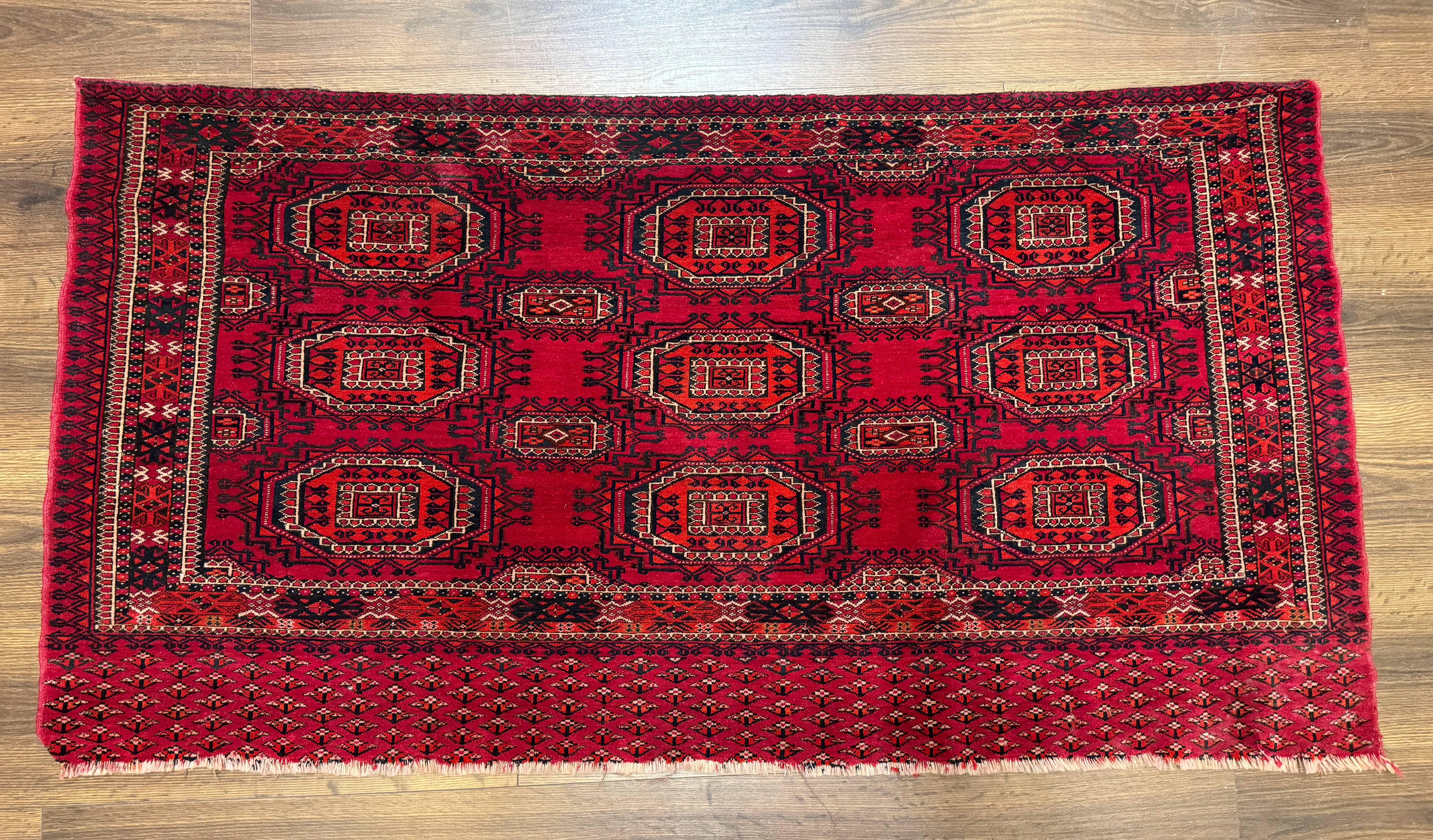 Antique Turkoman Salor Rug, Turkoman Textile, Fine 400 KPSI, Red, Persian Tribal Rug - Image 11
