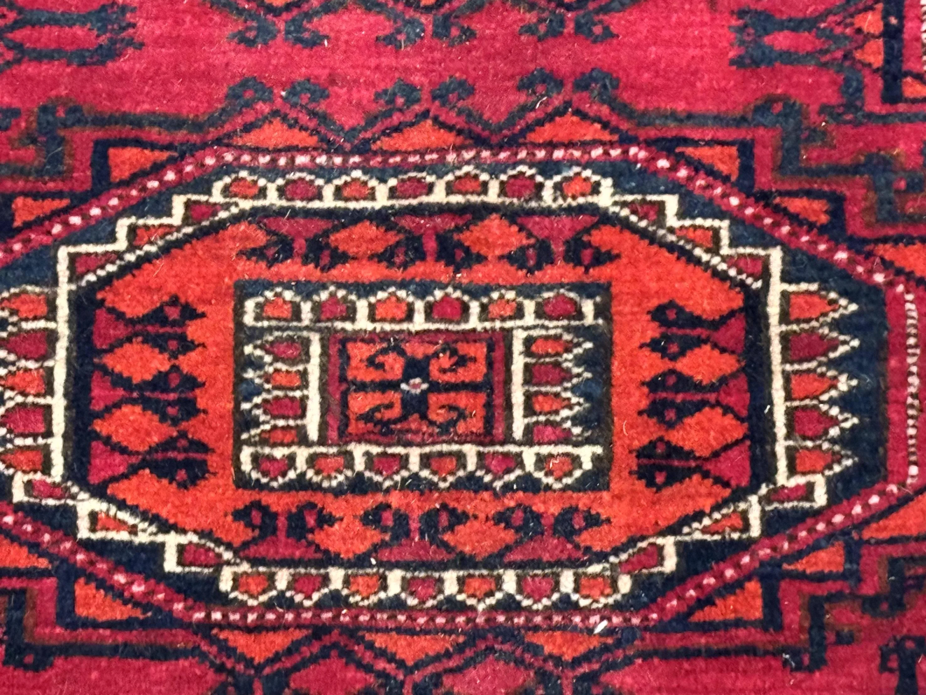 Antique Turkoman Salor Rug, Turkoman Textile, Fine 400 KPSI, Red, Persian Tribal Rug - Image 12