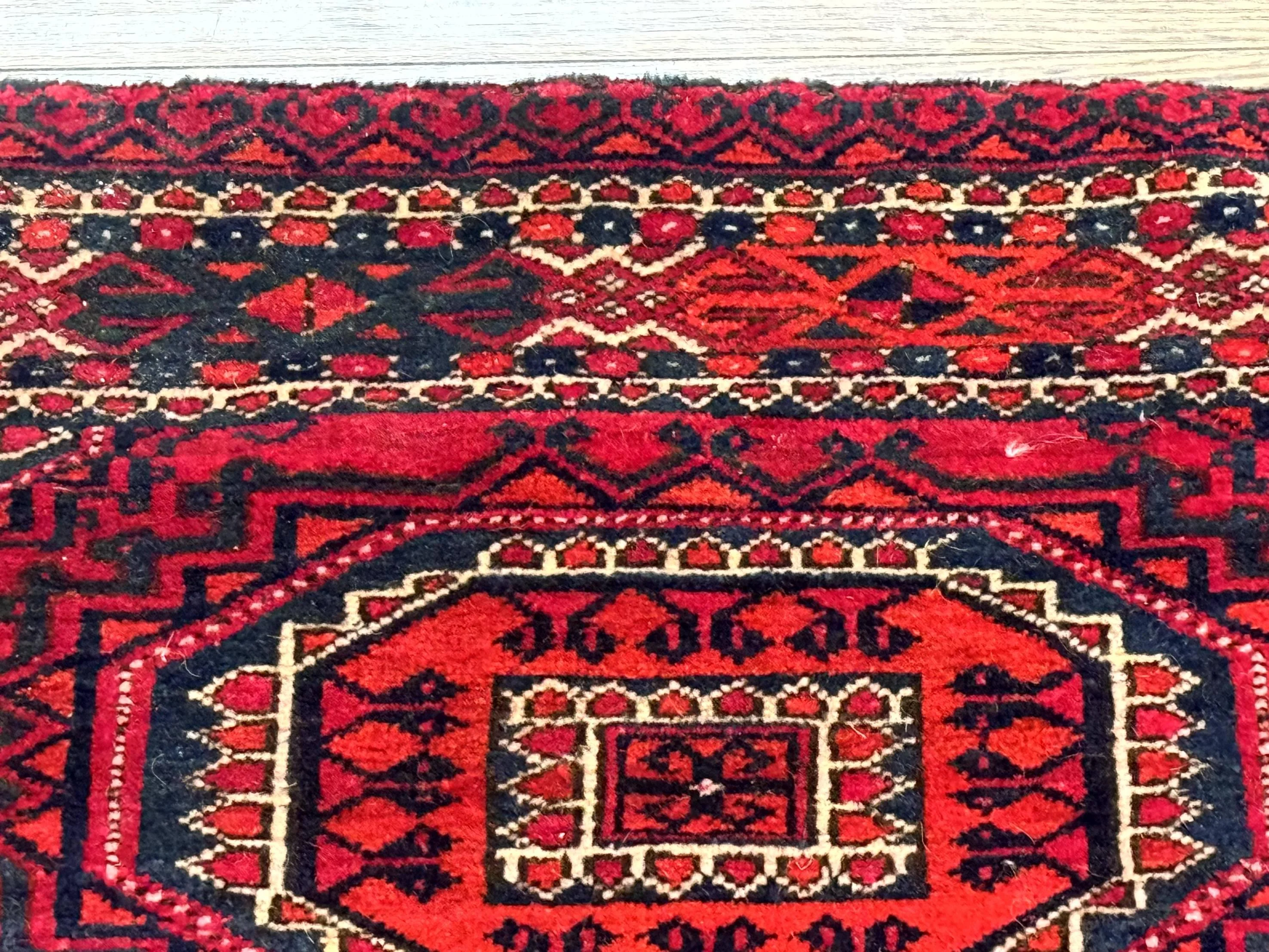 Antique Turkoman Salor Rug, Turkoman Textile, Fine 400 KPSI, Red, Persian Tribal Rug - Image 3